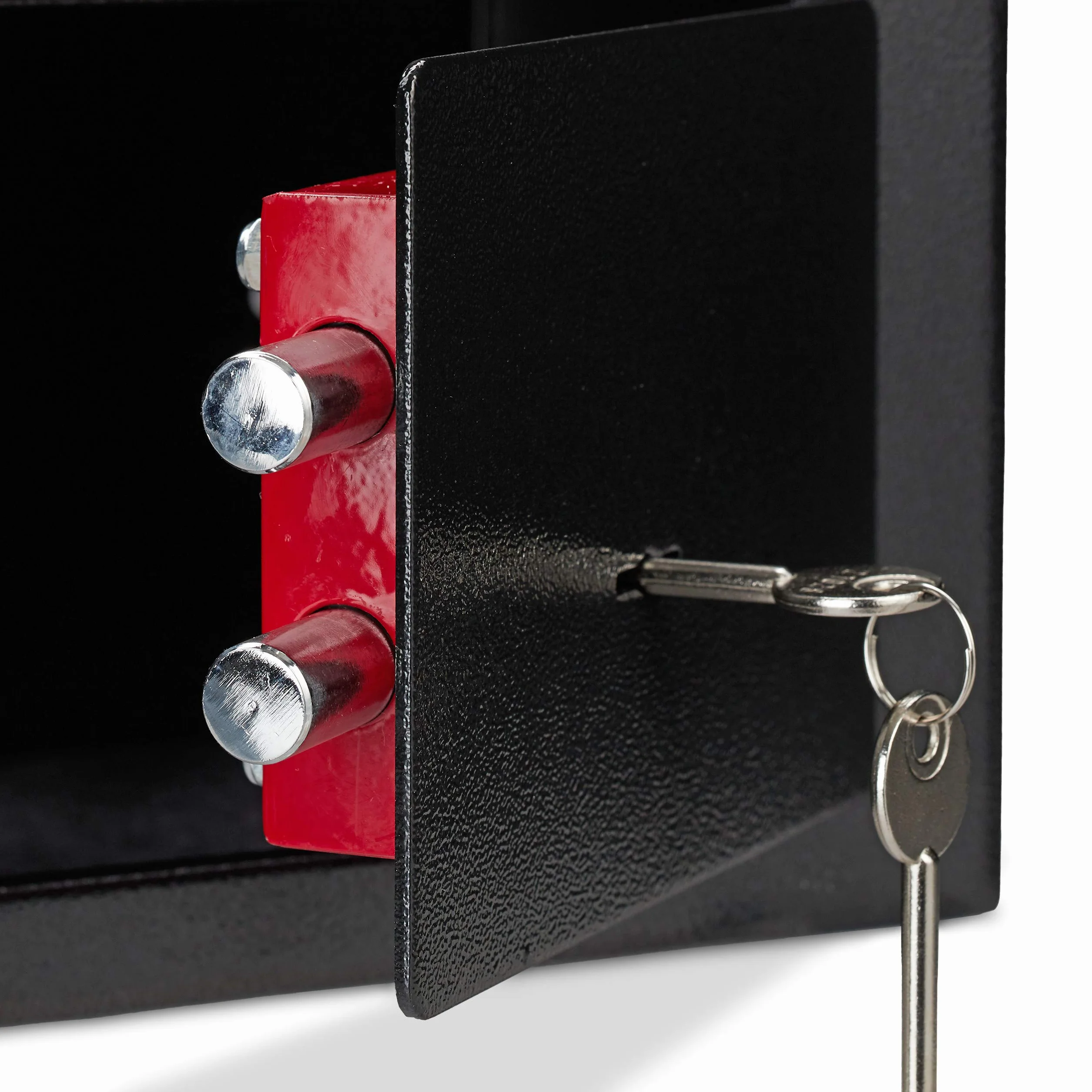 Relaxdays Cassaforte Mobile con Chiave, Serratura Doppia, a Parete o a Pavimento, Mini Safe,HLP 17x23x17,Cassetta; Nero