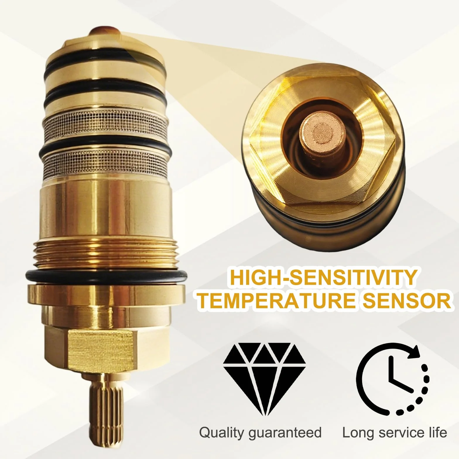 94282000 Unità di controllo della temperatura in ottone, cartuccia termostatica per doccia in ottone, 3/4", adatta per doccia Hansgrohe Ecostat, termostato per vasca a 2/3 fori, per miscelatore