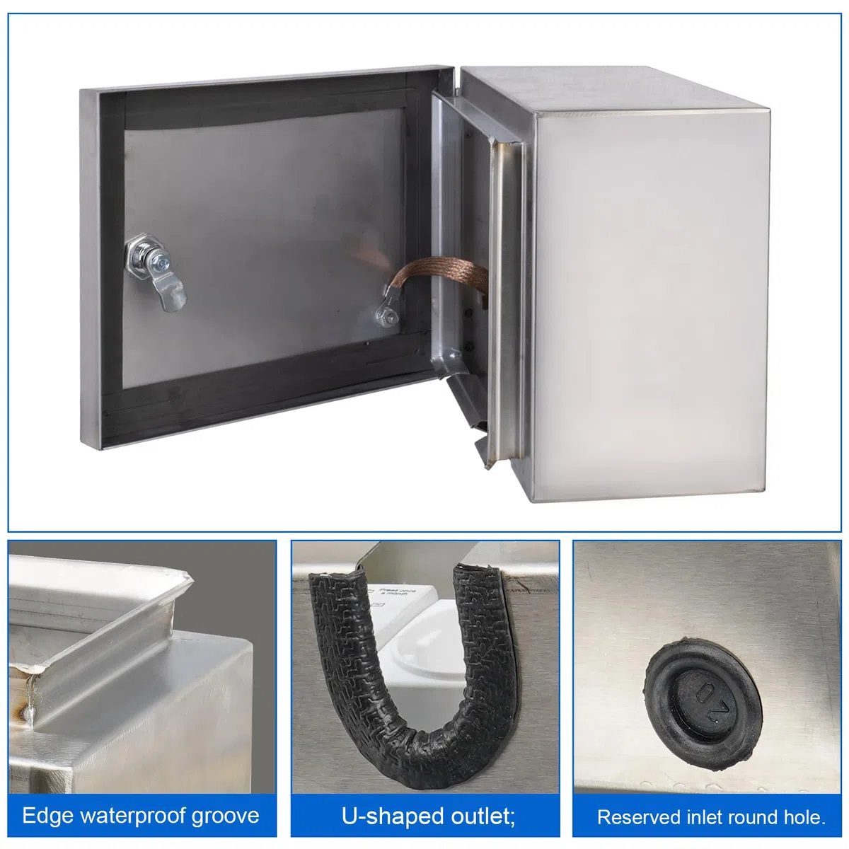 Armadio in acciaio inox 304 con micrometro monofase, scatola di distribuzione con 1 interruttore di dispersione 2P 32A, presa 250 V/16 A e protezione da sovratensione, alloggiamento montato a