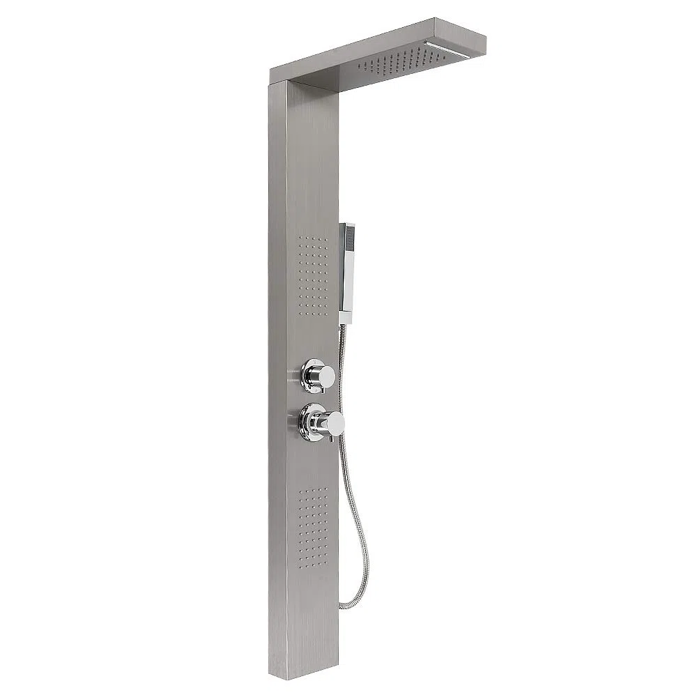 Pannello Doccia Idromassaggio in Acciaio Inox -Colonna Doccia Idromassaggio con Miscelatore, Pannello Doccia Acciaio Inox 3 Funzioni, 15 * 47 * 130 cm (acciaio inossidabile)