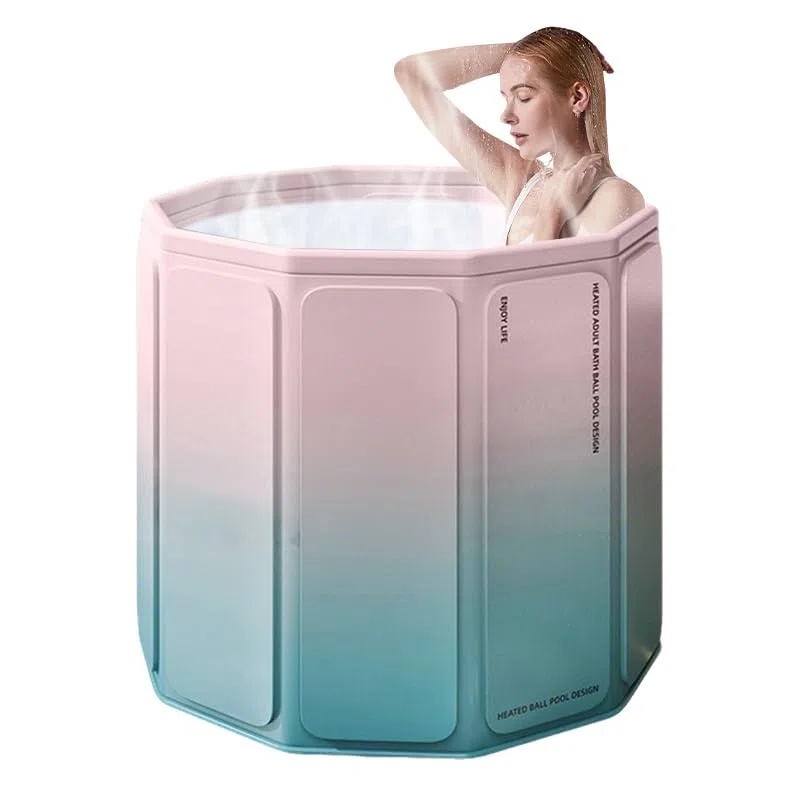 Simcat Vasca da bagno pieghevole portatile, vasca da bagno per il ghiaccio per l'allenamento di terapia dell'acqua fredda, vasche da bagno indipendenti per doccia spa (rosa)