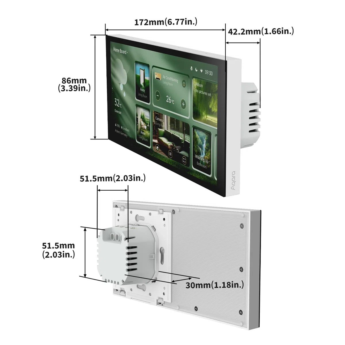 Aqara Panello Hub S1 Plus, Controllo di Intelligente con Neutro, Hub Zigbee, Matter Bridge, 2 Interruttori Elettrici e 6 Interruttori Wireless, Wi-Fi 2.4/5 GHz, Supporta Apple Home, Alexa, Google