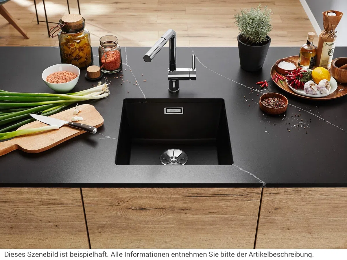 Blanco SUBLINE 400-U – Lavello da cucina in granito sotto-top per basi di lavello con larghezza di 50 cm – SILGRANIT – Grigio – 523422