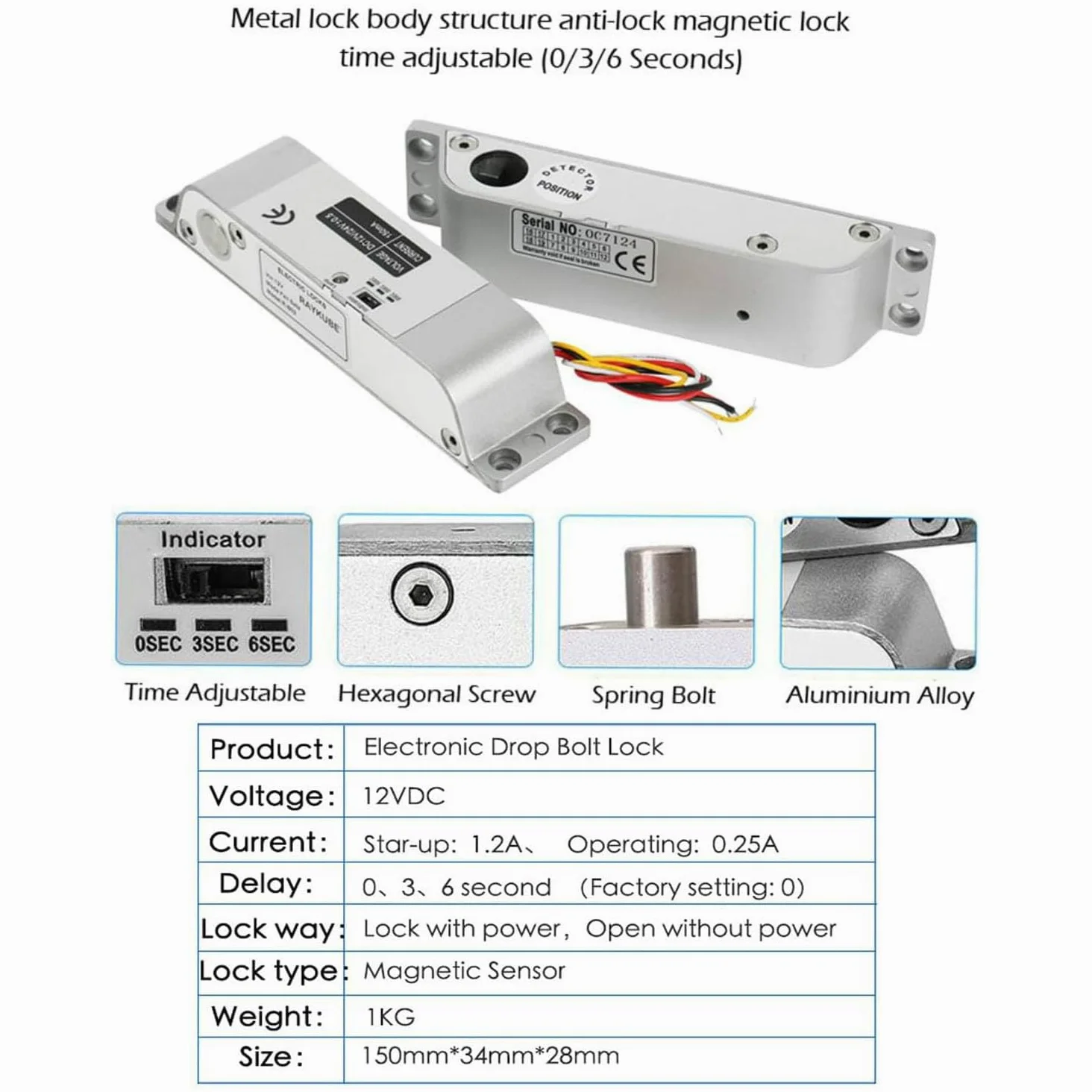 YAVIS Completo set RFID porta accesso controllo sistema kit + serratura a bullone elettrico + 110-240 V AC 12 V DC 3 A 36 W Power Supply + prossimità porta tastierino numerico 10 + Bottoni EXIT