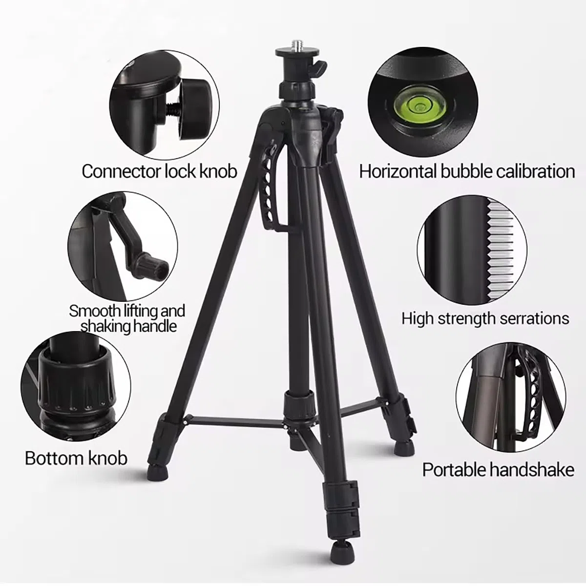 NEWFUN Treppiede per Livella Laser, Treppiede Livella Laser, Treppiedi, Dotato di Filettatura Maschio da 5/8" e Adattatore da 1/4", Adatto Alla Maggior Parte dei Tipi di Livella, Altezza: 58cm-160cm