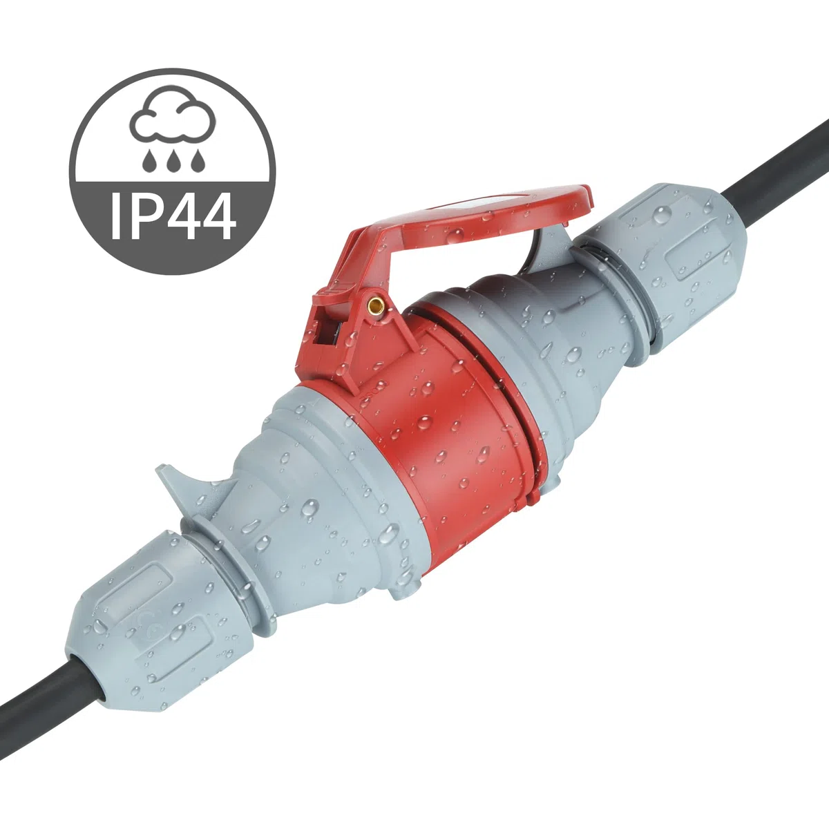 XUANSHI Cavo di prolunga CEE, 2 m, H07RN-F 5G, 2,5 mm², 400 V, 16 A, prolunga CEE a 5 poli con spina, IP44, per cantieri, industrie, esterni