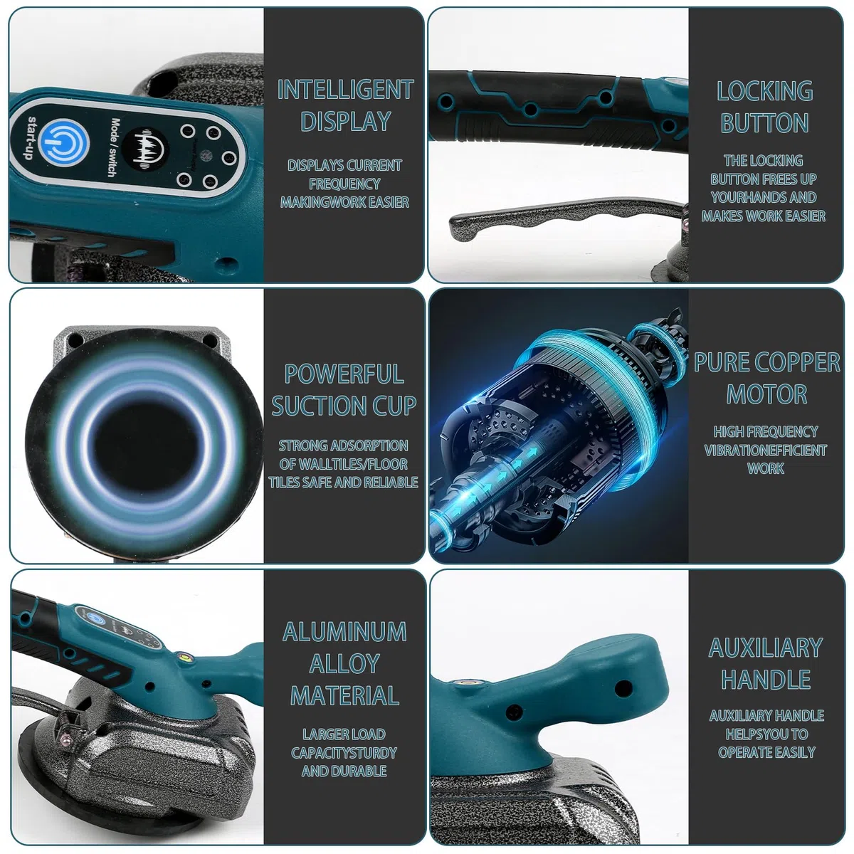 Vibratore Per Piastrelle Compatibile Con Makita 18 V, Vibratore Per Piastrelle Con Ventosa Da 4,7", 5 Marce, Velocità Regolabile, Capacità Di 60 Kg, Adatto Per 39 X 39 Pollici E Inferiori