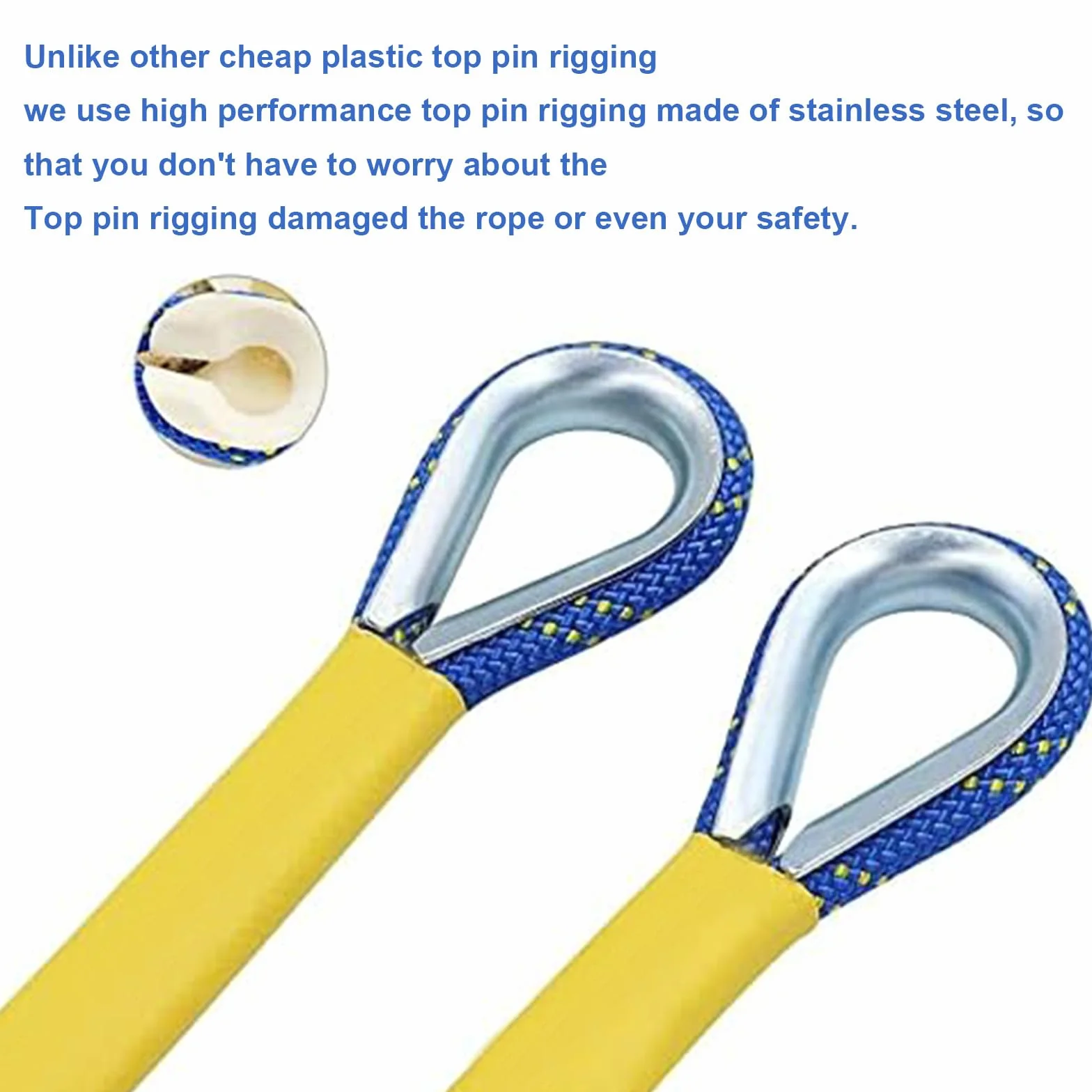 14mm Corda da Arrampicata 20m per Arrampicata Statica Corda di Sicurezza con 2 Moschettone ad Alta Resistenza Carico di Rottura: 2800kg per Alpinismo Fuga Strumenti Salvavita Blu