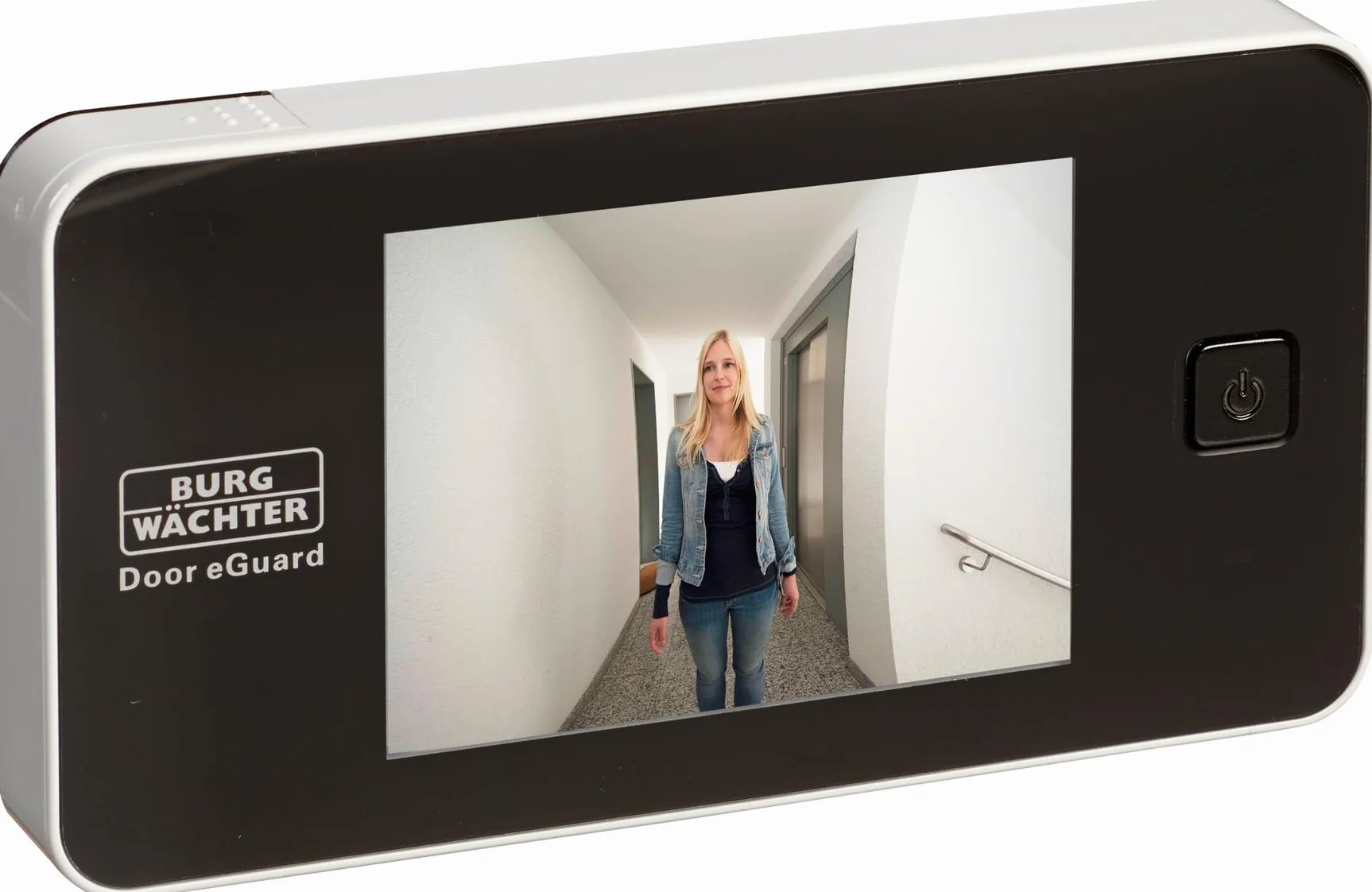 BURG-WÄCHTER Spioncino elettronico Door eGuard, Video sorveglianza esterno, Senza visione notturna, Spessore porte 38-110 mm, Display 3,2", DG 8100, Nero/bianco