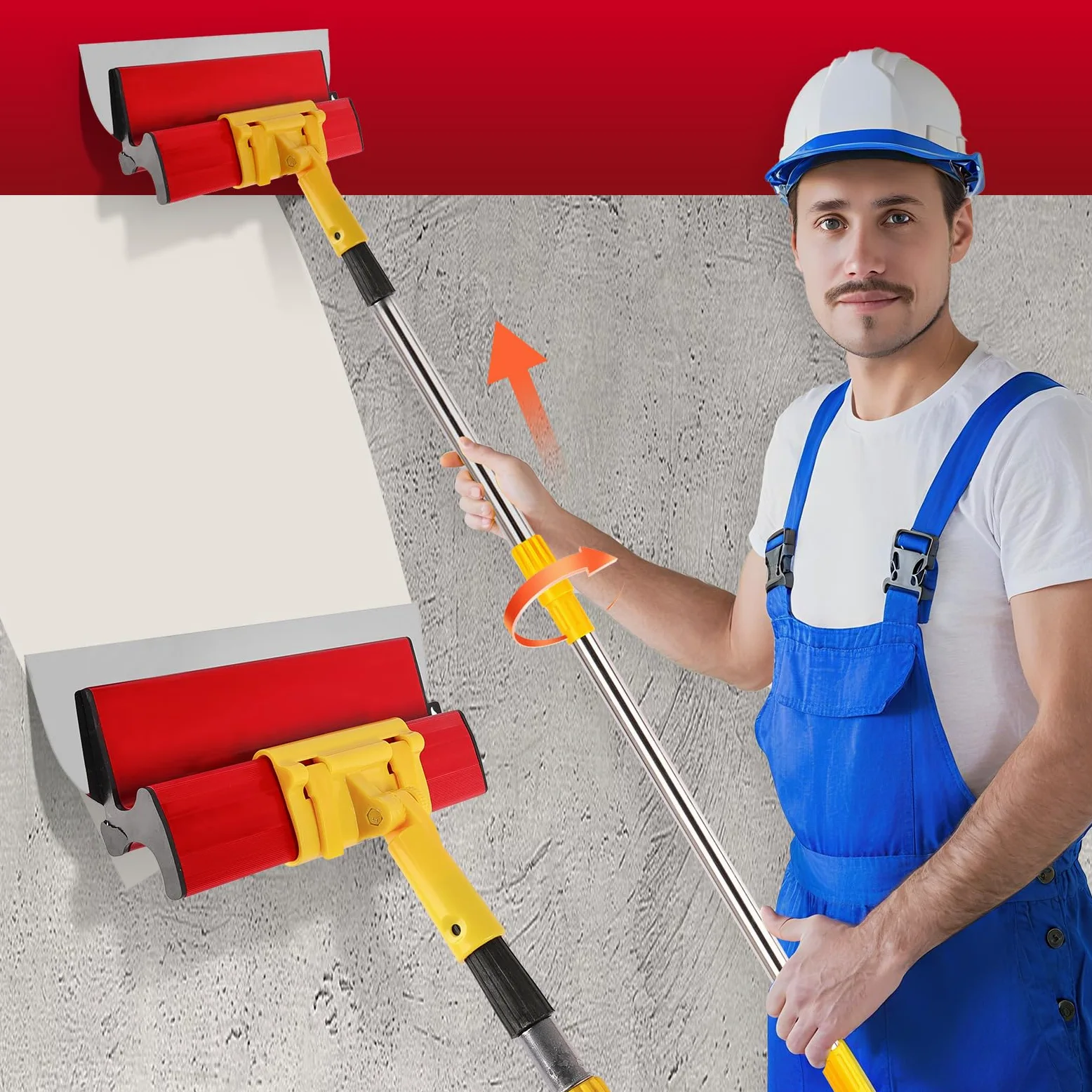 11Pcs Spatola per Stucco, con Manico Telescopico/Scatola Portaoggetti, Raschietti in Acciaio Inossidabile Perfettamente Lisci da 25/40/60/80 Cm, per Cemento e Calcestruzzo, Cartongesso