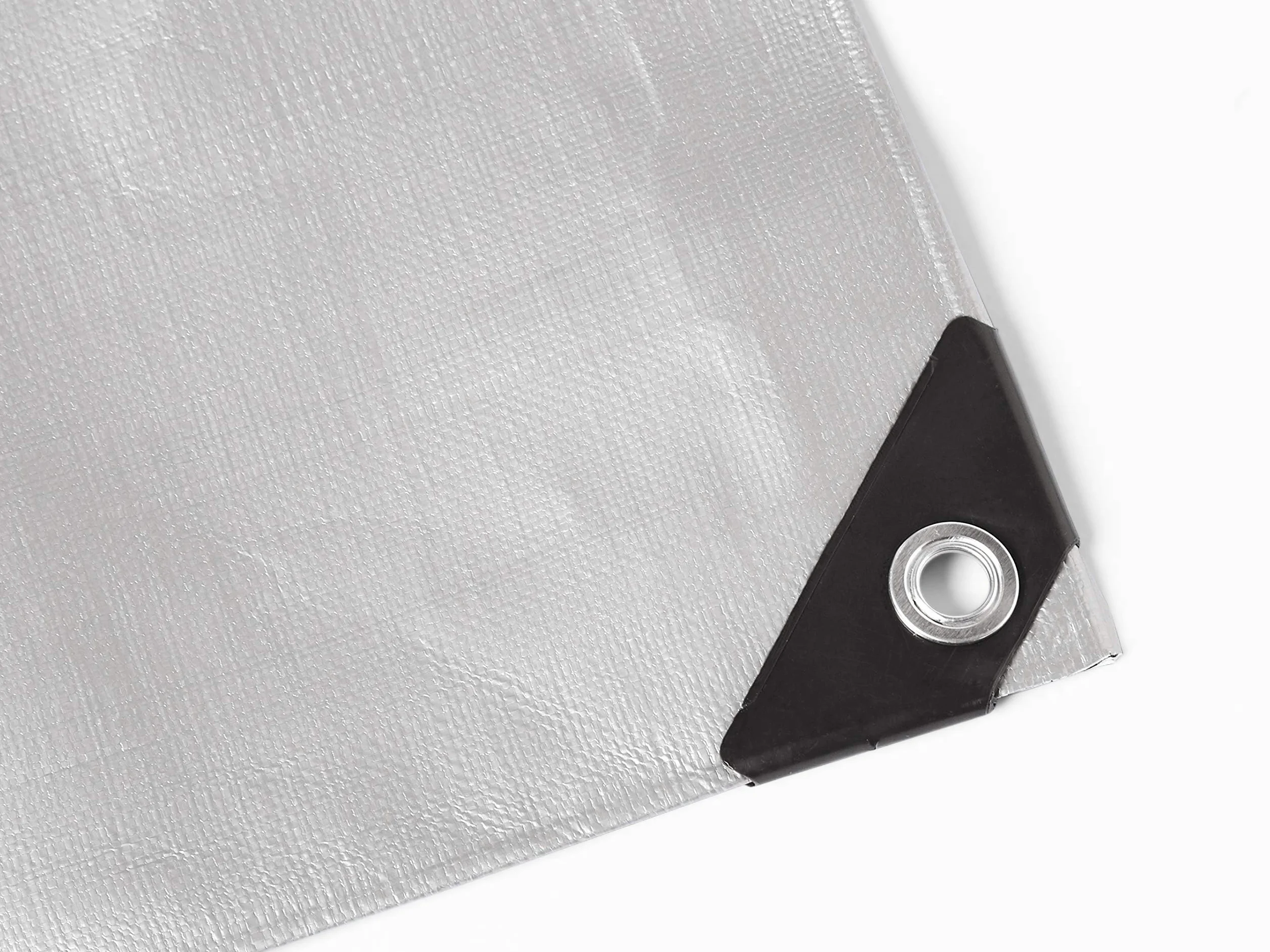 Amazon Basics Telo impermeabile multiuso in poliestere 3,6 x 6 metri, 0,4 mm di spessore, 6kg, colore argento/nero, confezione da 1