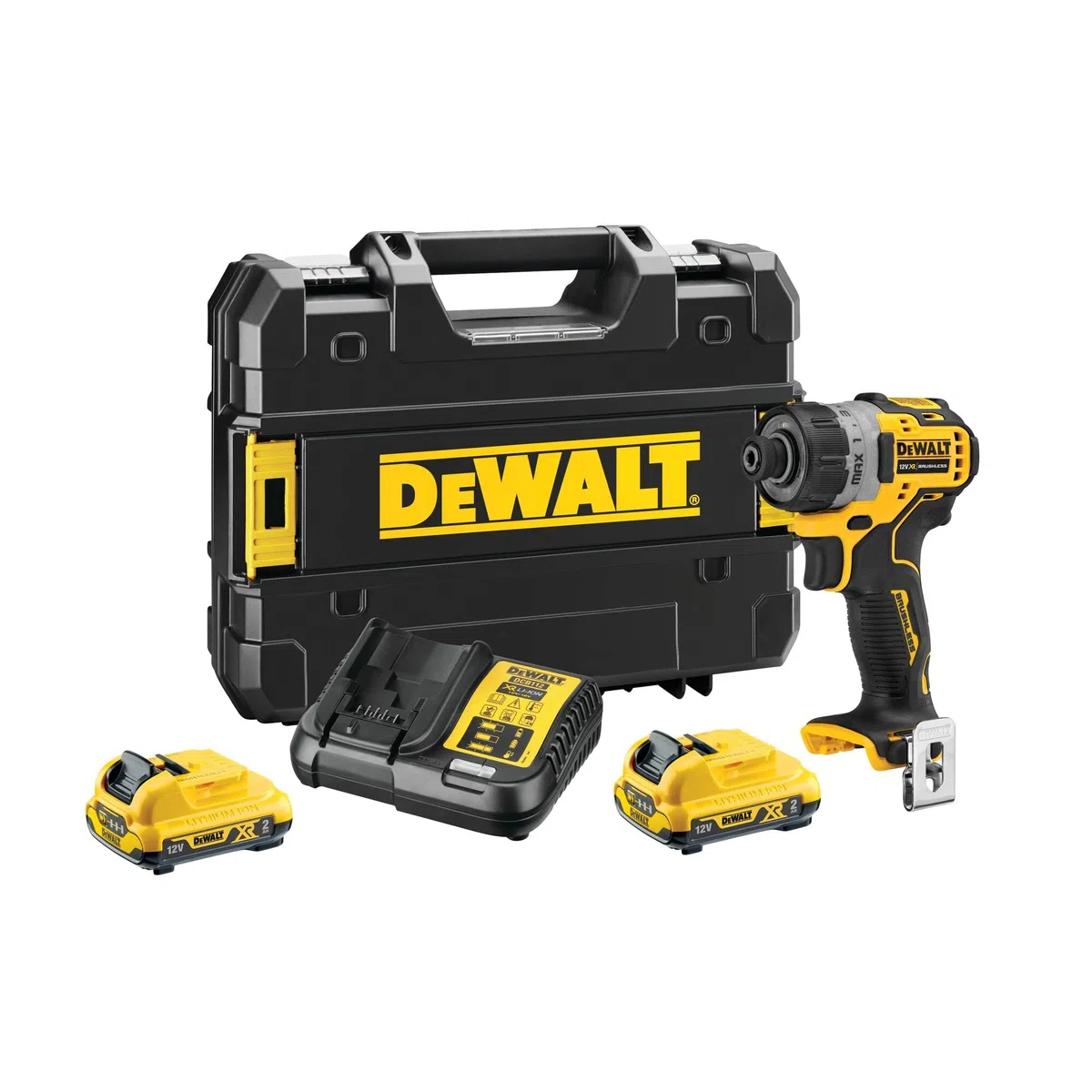 DEWALT Trapano avvitatore Compatto12V Attacco 1/4". 0-1100 giri/min, 15 punti regolazione coppia, DCF601D2-QW