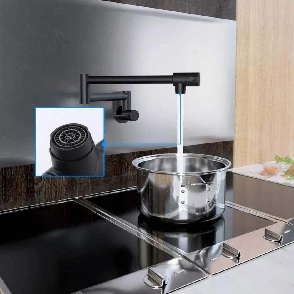304Acciaio Inox Spazzolato Miscelatore Rubinetti Per Cucina Riempipentole A Muro, Doppia Manopola Calda E Fredda A Scomparsa Multifunzione, Rubinetto Cucina Lavelli Cucina Miscelatore Miscelatore