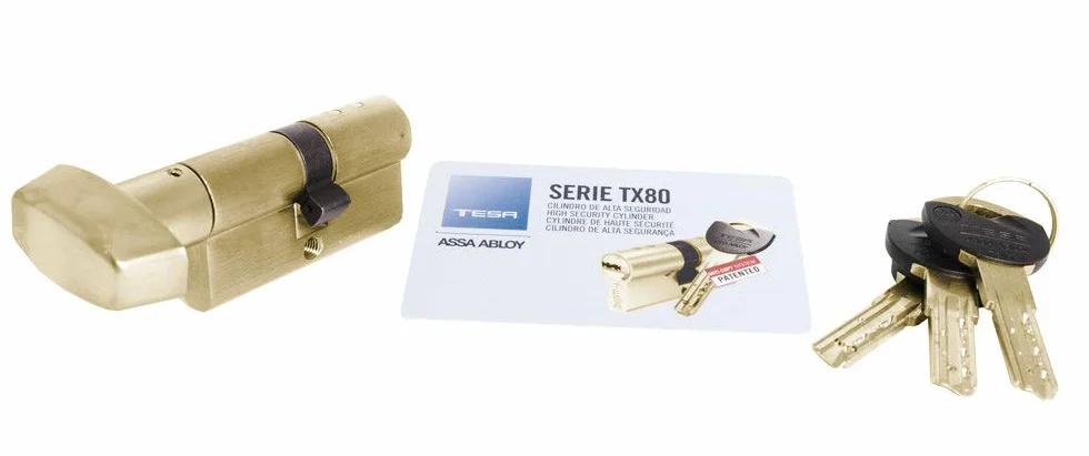 TESA ASSA ABLOY TX8B3035L Cilindro europeo TX80, 30 x 35 mm, per serrature a profilo europeo per porte residenziali e commerciali, installazione semplice dall’esterno con una sola vite