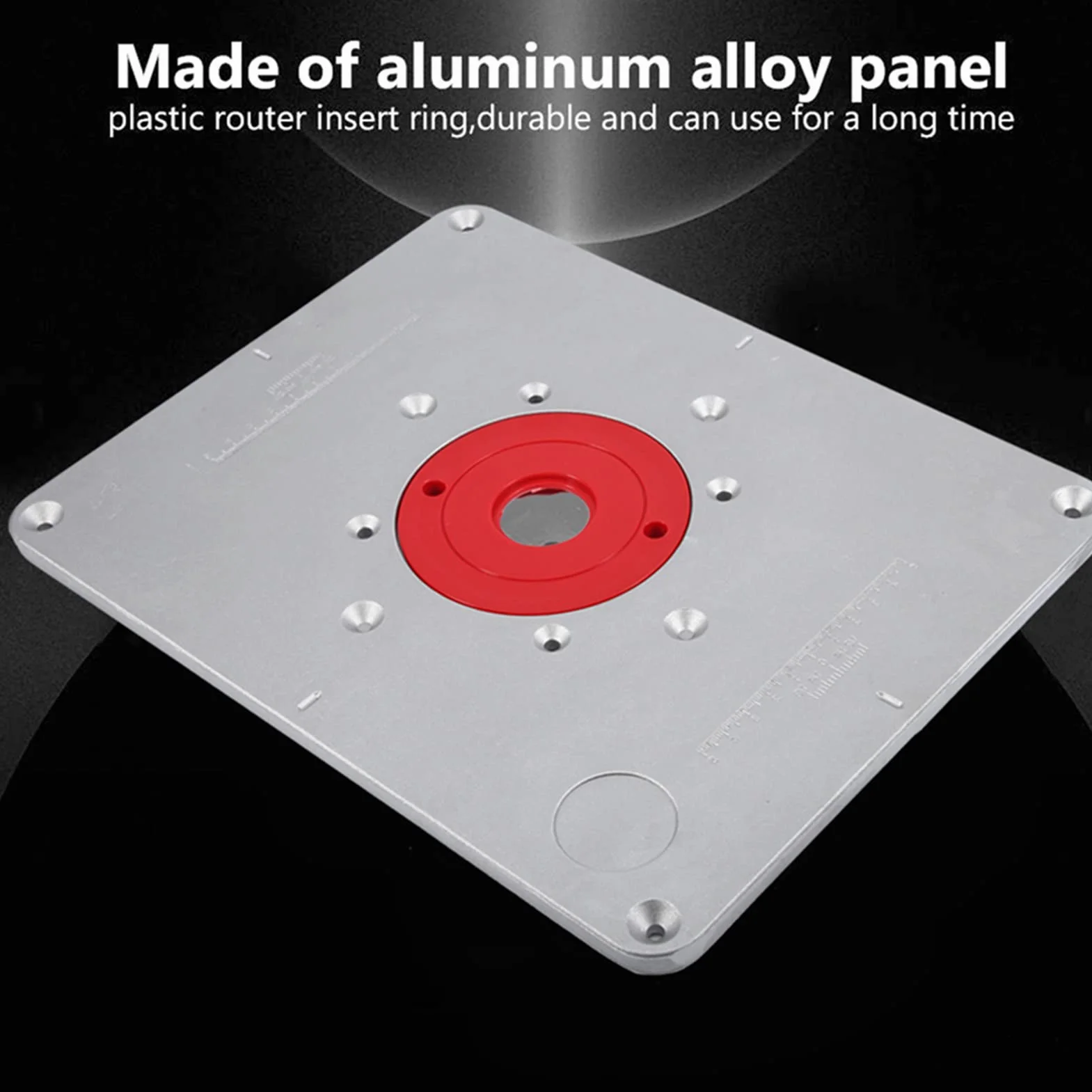 Router Table Insert Plate,Piastra per fresatrice in lega di alluminio con anello di inserimento e viti di installazione per la lavorazione del legno fai da te, 30 x 24 x 1 c