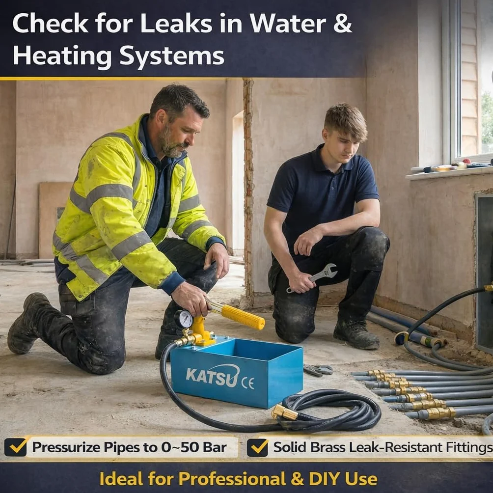 KATSU Pompa di prova della pressione della tubazione, prova di tenuta idraulica 5L 0-50Bar manuale per l'ispezione dell'installazione del sistema di tubazioni dell'acqua calda e fredda 318927