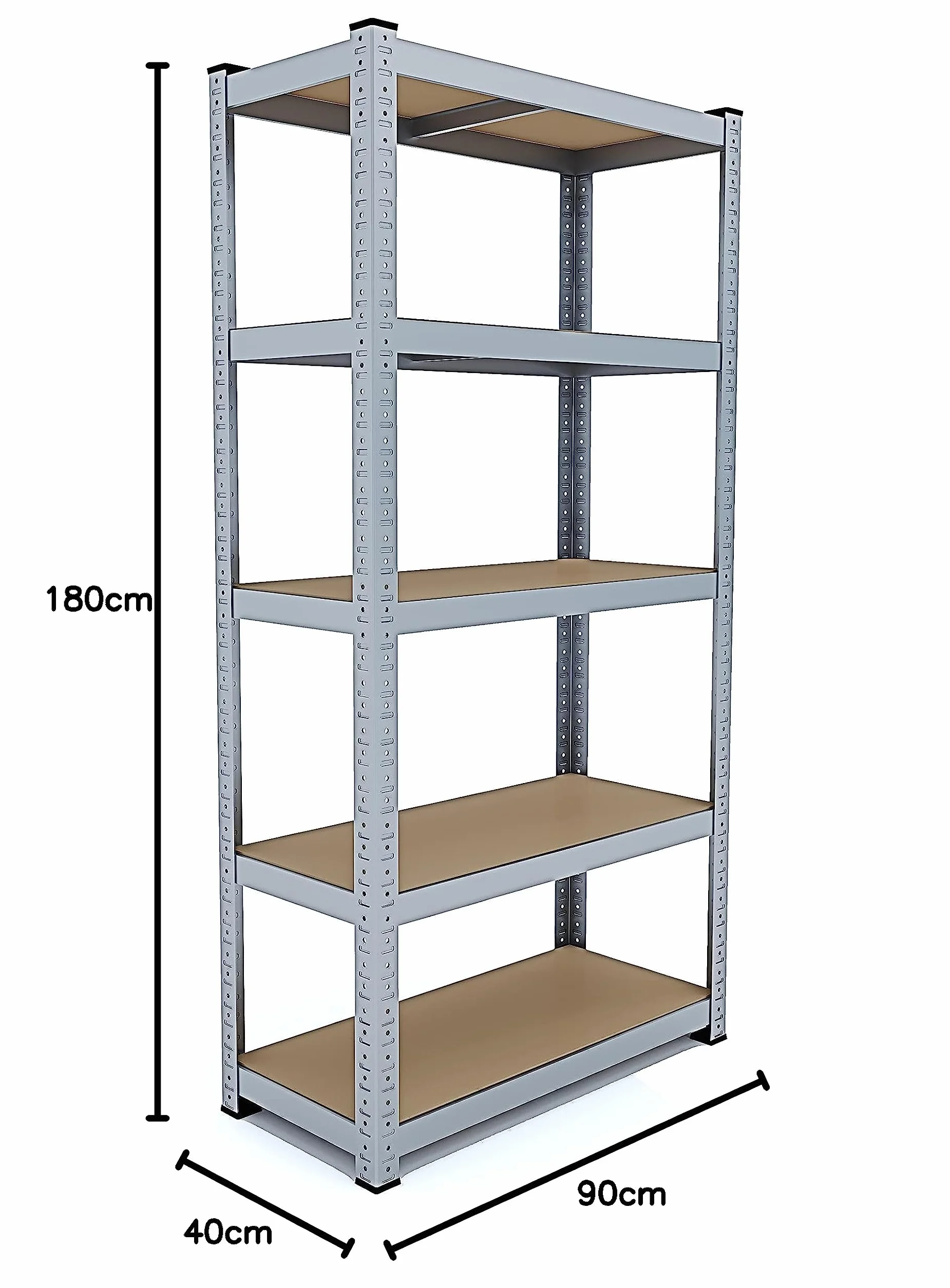 Bricozone Set 5 Scaffali Metallici con Ripiani in MDF 180 x 90 x 40 cm Portata 875 kg