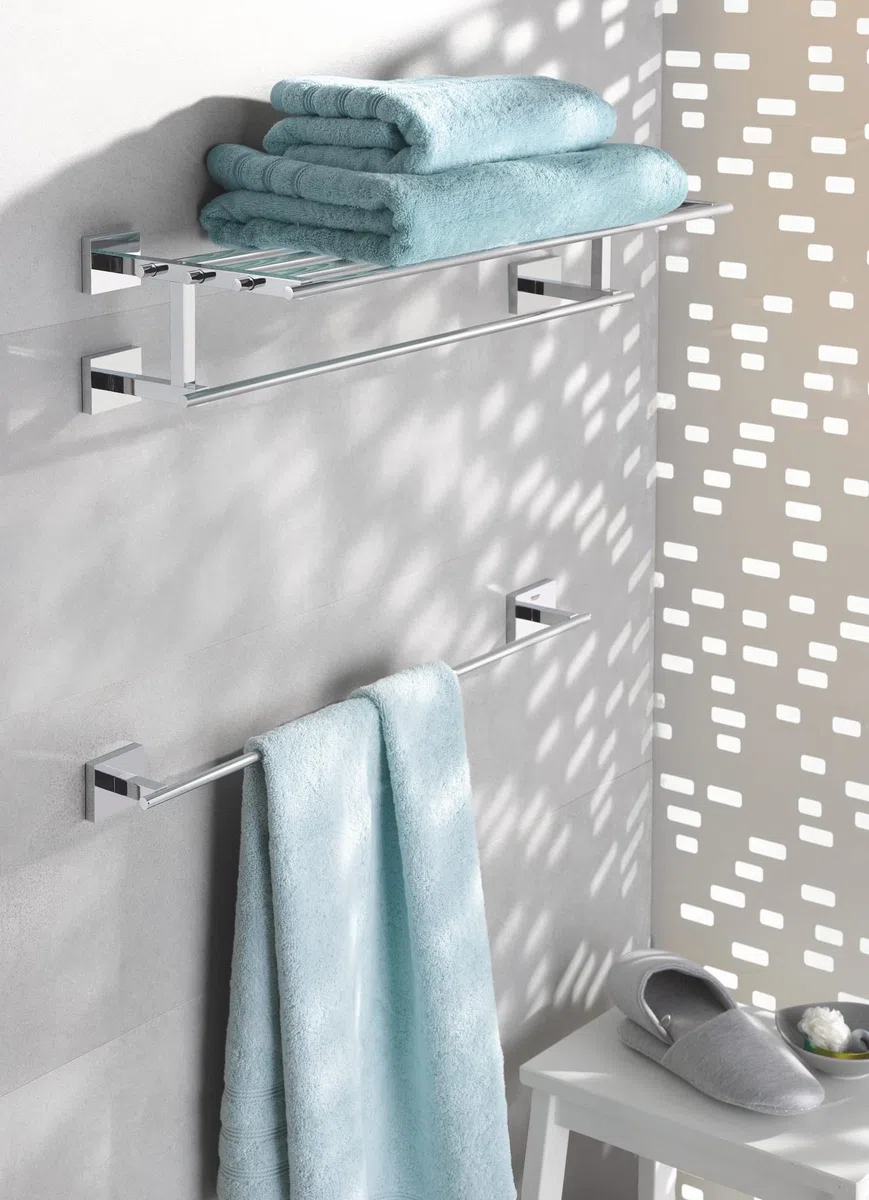 GROHE QUICKFIX Start Cube, Porta asciugamani, Installazione con vite o con colla, Cromo, 450mm, 40987000