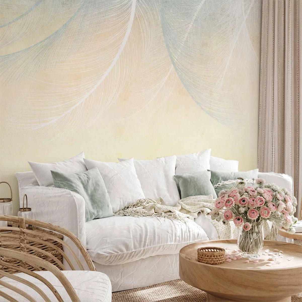 murando Carta da parati colorato Piume 400x280 cm Fotomurali in TNT Murale alla moda Decorazione da Muro XXL Poster Gigante Design Carta per pareti Aspetto concreto Boho come dipinto b-C-10182-a-a