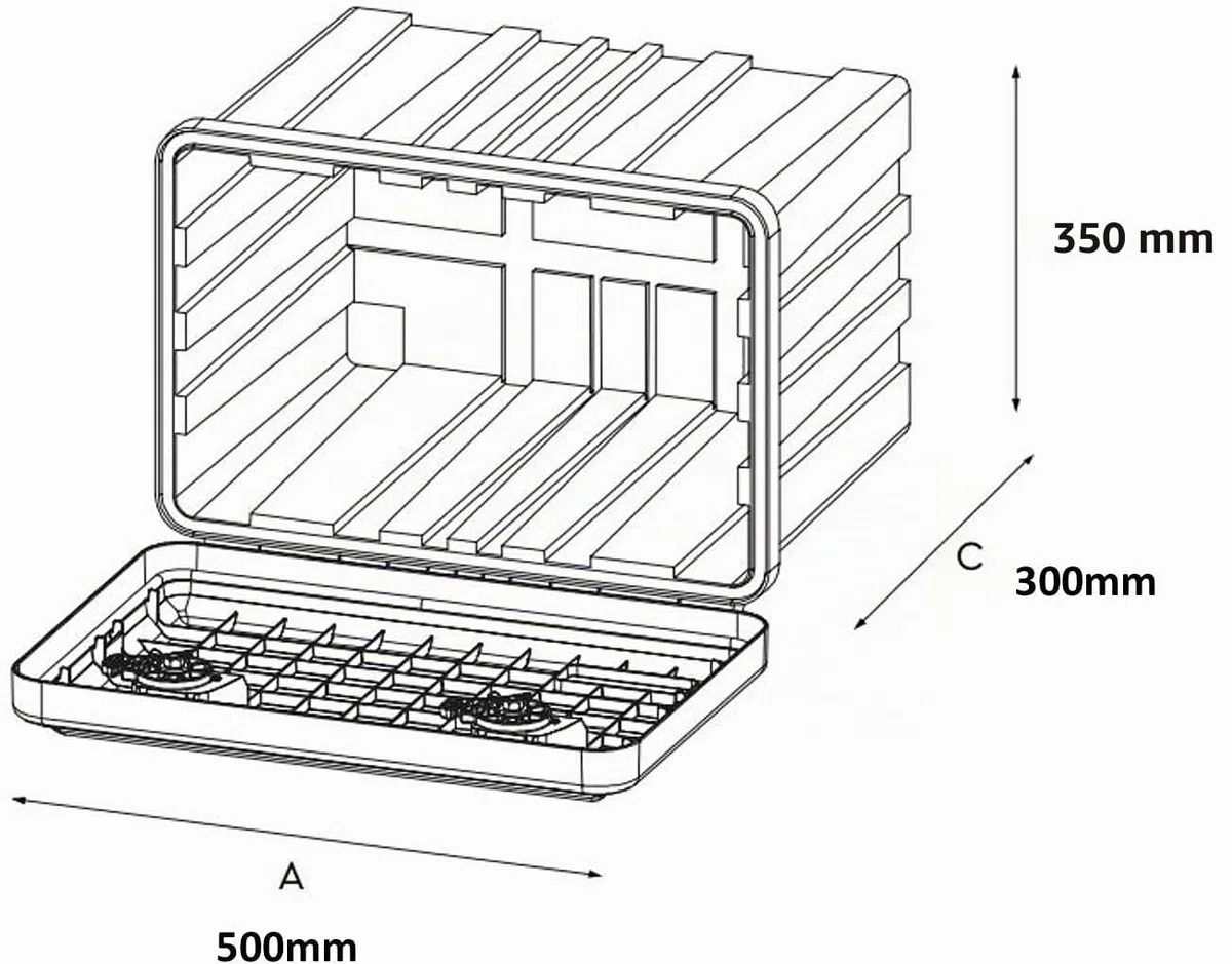 DAKEN - Just 500-R, Cassetta degli attrezzi per camion, 500 x 350 x 300 mm, 30,5 l