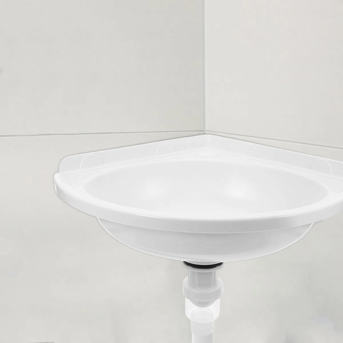 Uonlytech Lavandino angolare: Lavandino da bagno a parete angolare triangolare per bagni piccoli - Mobiletto sospeso per bagni compatti e aree di servizio