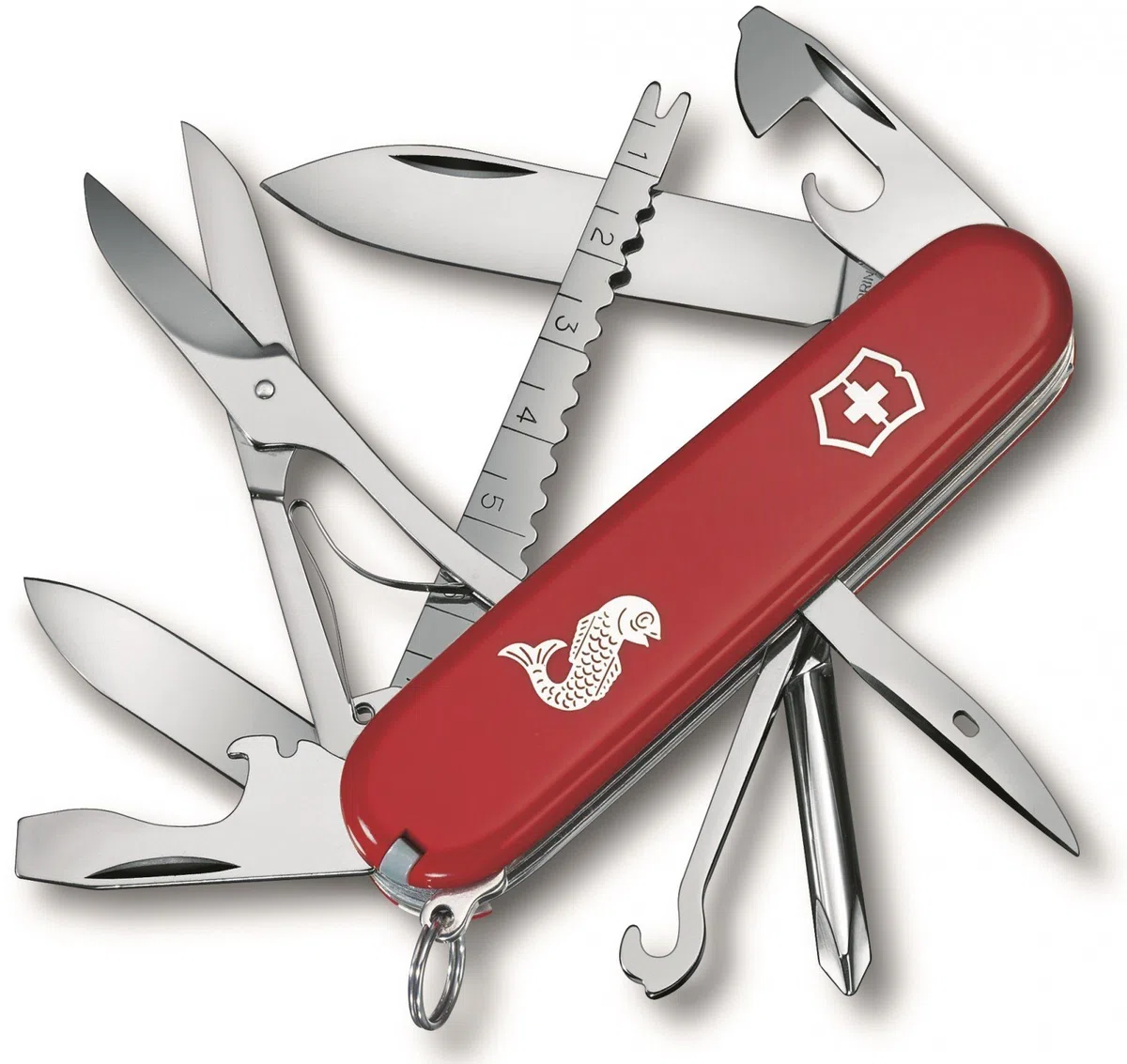 Victorinox, Fisherman, Coltellino Svizzero, Originale, Multiuso, Campeggio, 18 Funzioni, Lama, grande, Apriscatole