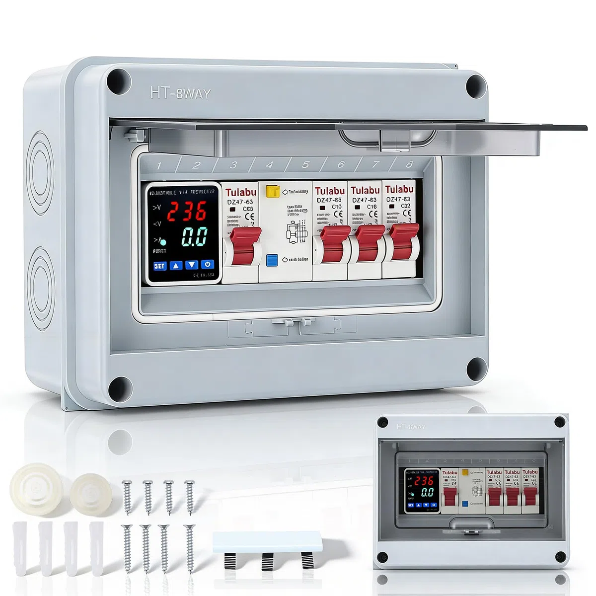 Quadro Portafusibili Parete, Quadro Distribuzione Parete IP65 Sezionatori AC 32A 16A 10A Quadro Distribuzione Dell'alimentazione Interruttore Automatico 63A Per Uso in Officina e Domestico