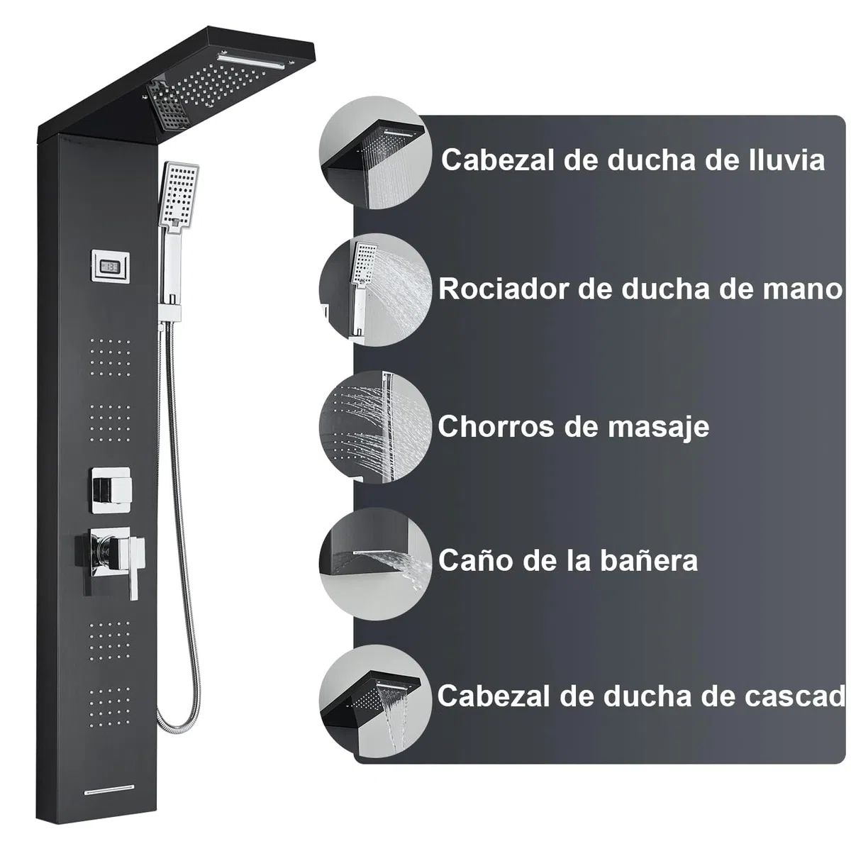 Colonna doccia nera colonna idromassaggio con rubinetto in acciaio inox pannello doccia set doccia sistema doccia bagno