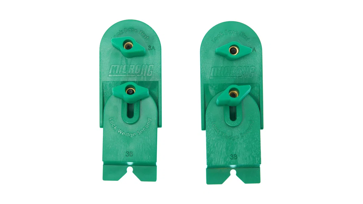 MICROJIG Matchfit CN-P3K2 - Morsetti a coda di rondine di precisione per sistema a coda di rondine - Teste di serraggio rotanti a basso profilo per lavorazione del legno, CNC, routing e slitte,