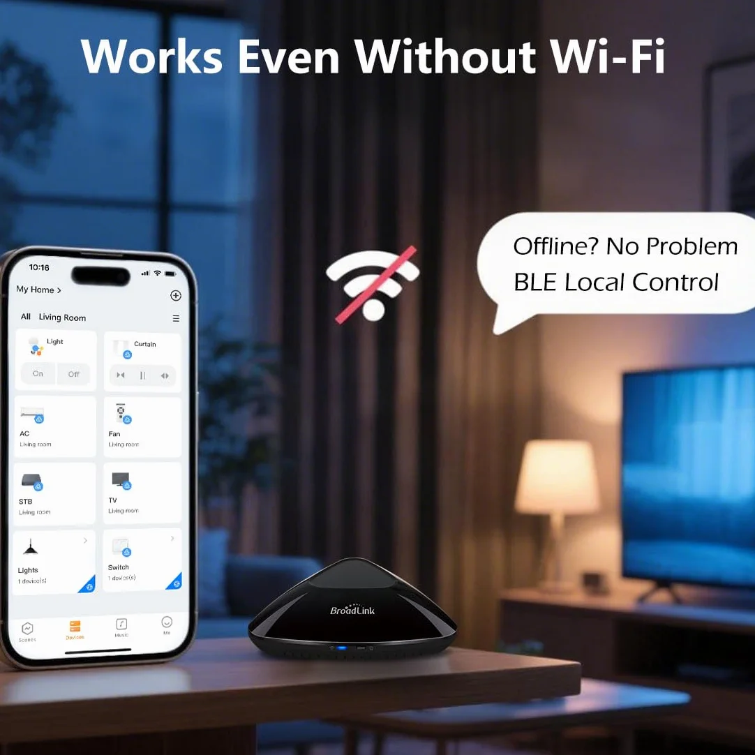 Broadlink RM MAX Hub Domotico Intelligente, Telecomando Universale Wi-Fi & BLE per Dispositivi IR/RF, Compatibile con Alexa & Google Home, Configurazione Facile, Hub RF per TV, Climatizzatori, Tende