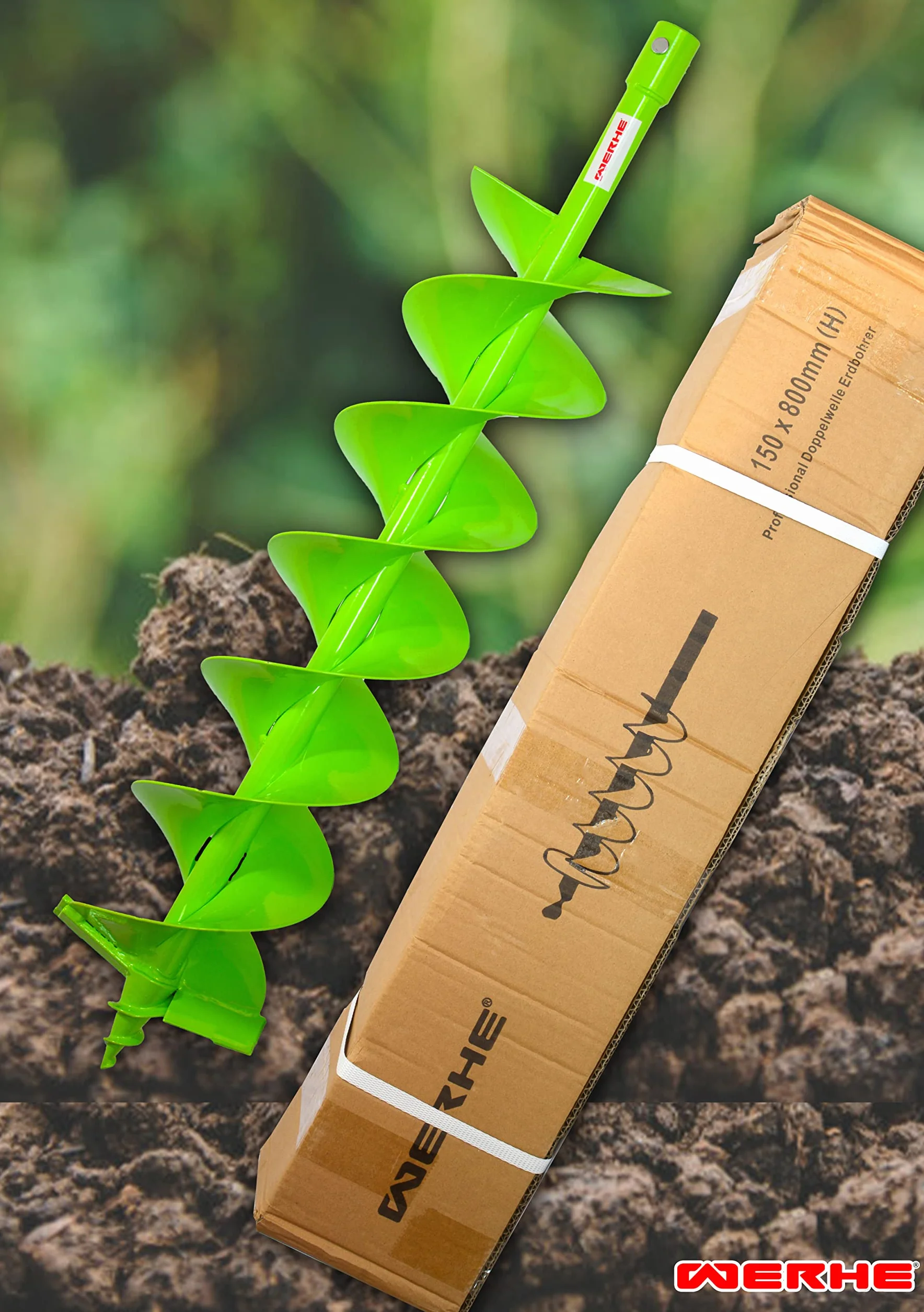 WERHE Trivella da Terra 150 mm con Punta Robusta – Acciaio di Alta Qualità per Forature di Pali e Pozzi – Compatibilità Universale – Precisione per Professionisti e Hobbisti
