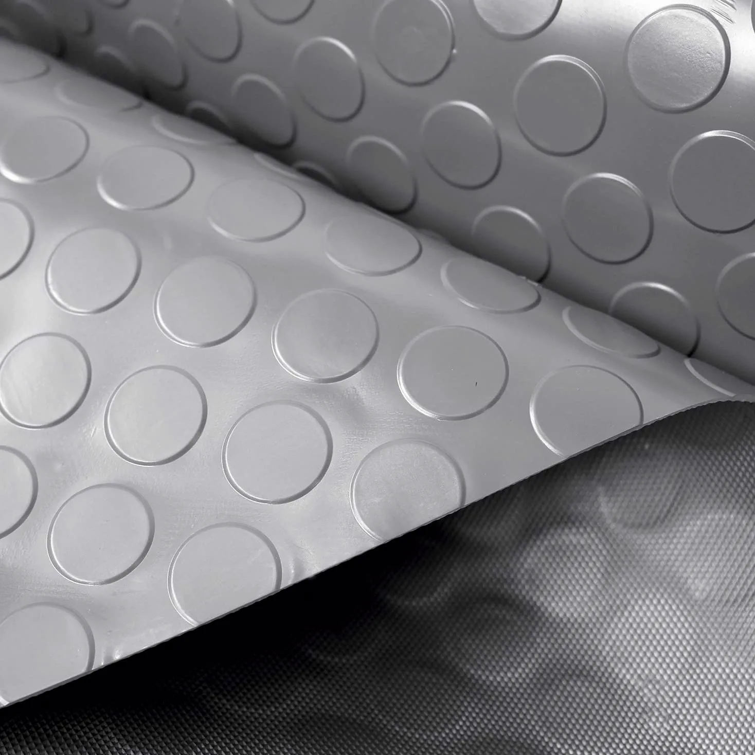 OLIVO.shop | WORK Copri pavimenti in gomma ammortizzante. Tappeto in PVC antiscivolo isolante e antiurto per bancone BAR, RISTORANTE. Bollonato o Grecato, varie misure (BOLLO GRIGIO, 150x200 cm)