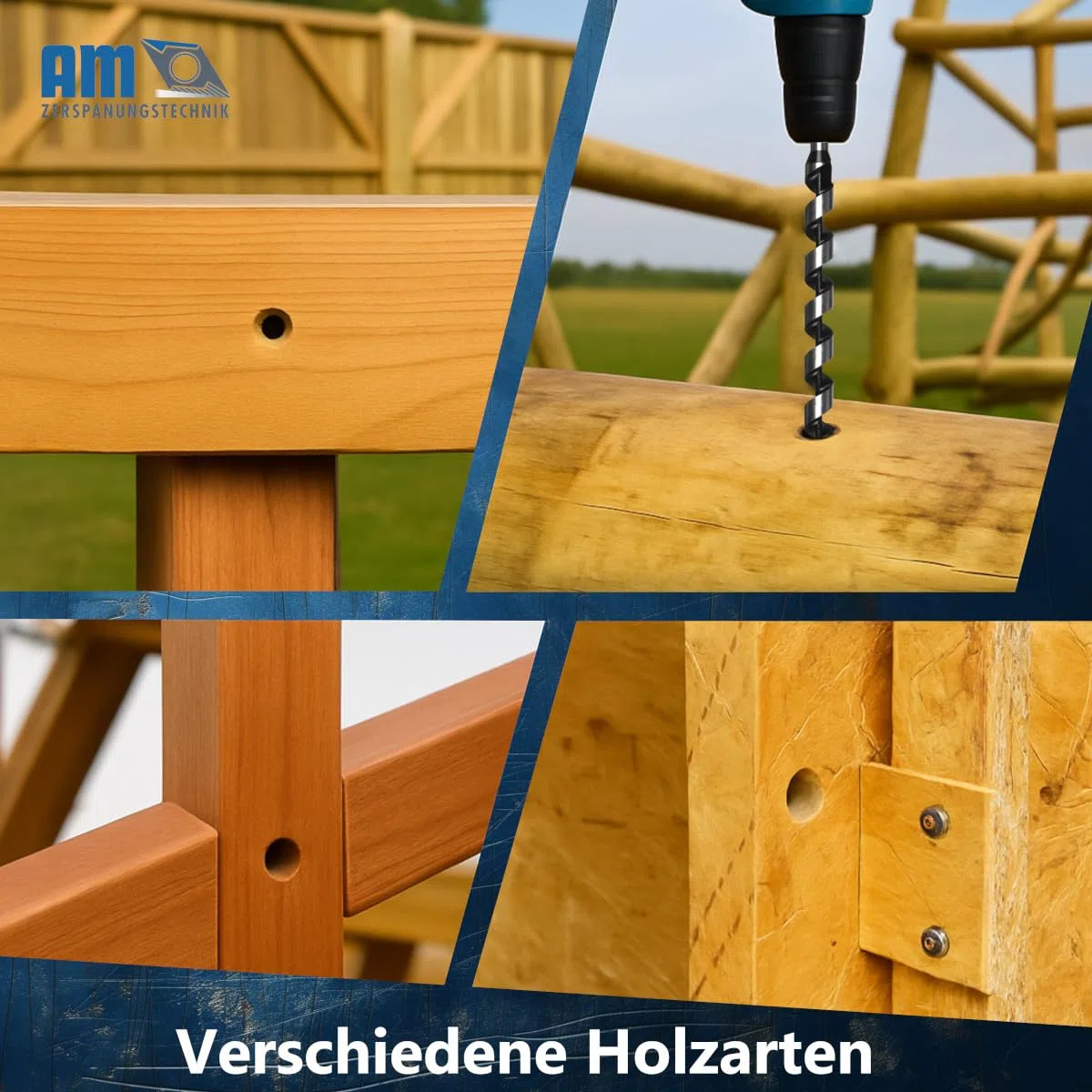 Set di 3 punte per trapano a spirale, Ø 20, 25 e 30 x 400 mm, punte per legno lunghe