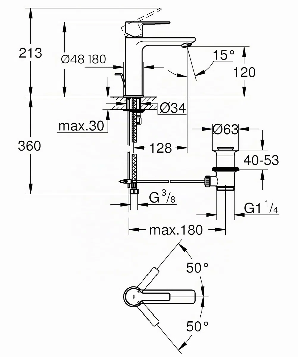 GROHE Miscelatore Monocomando per Lavabo, Cromo, S 32114001