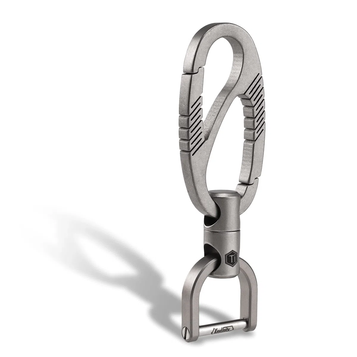 KeyUnity Clip portachiavi con moschettone in titanio, organizer per portachiavi titanio EDC a sgancio rapido a doppio cancello per uomini e donne