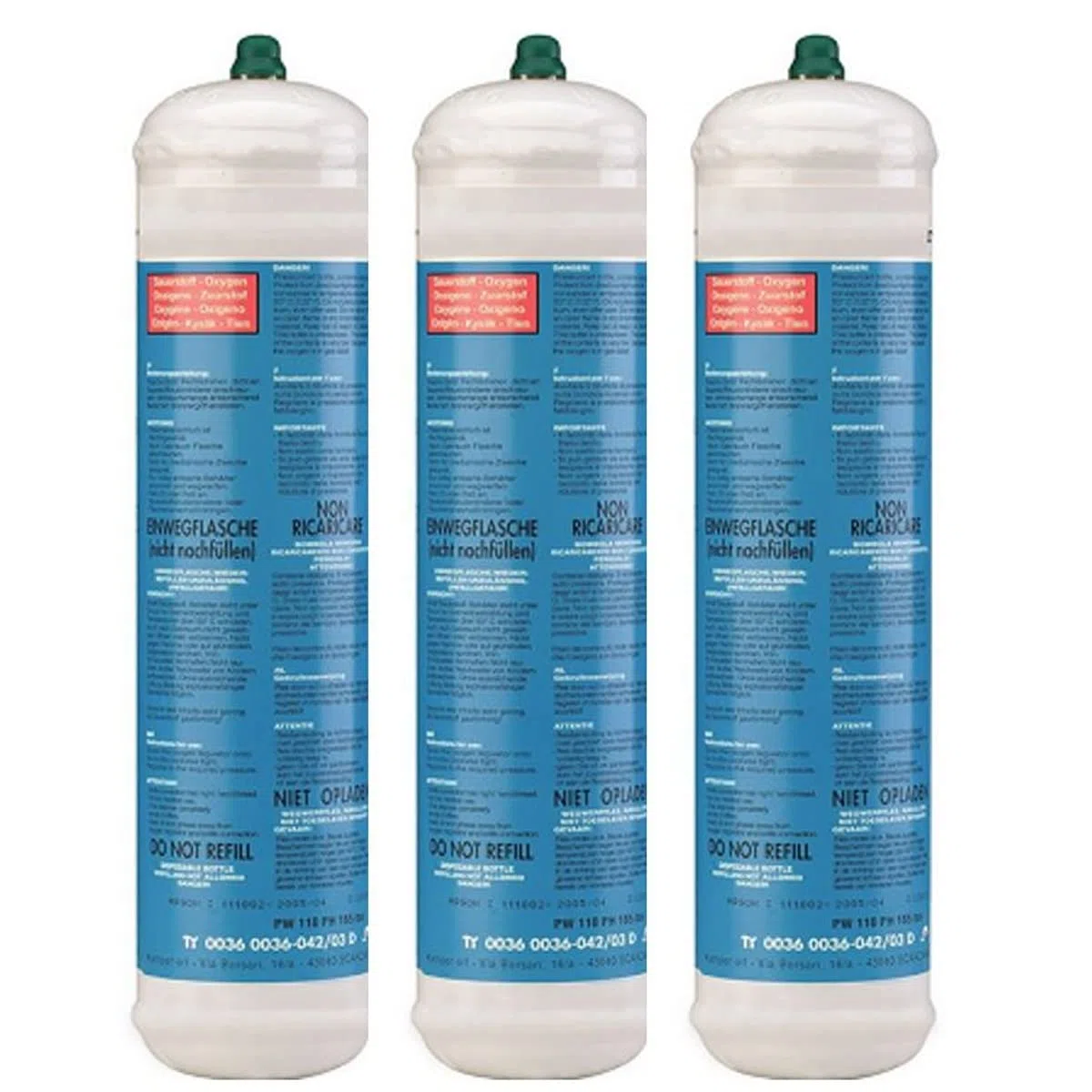 KEMPER - Bottiglia di ossigeno 110 bar Pack x 3 Connessione M10 Saldatura bi-gas monouso 110 litri