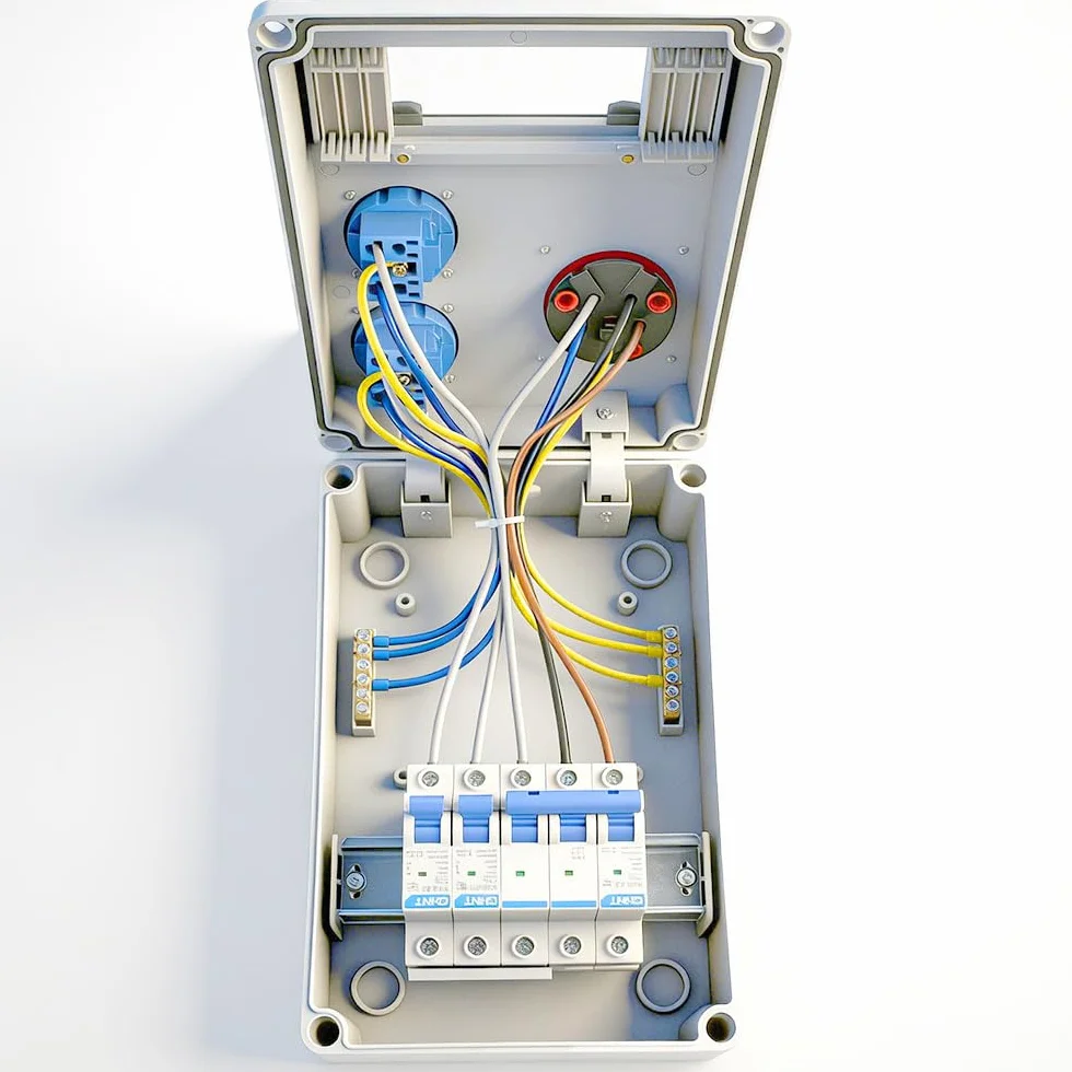 Distributore di Corrente 230 V, Copri Quadro Elettrico con Prese 2x230V e 1xCEE 16A Cablate, Quadro Elettrico da Cantiere IP44 con Interruttore Ls, Distributore Quadri Elettrici