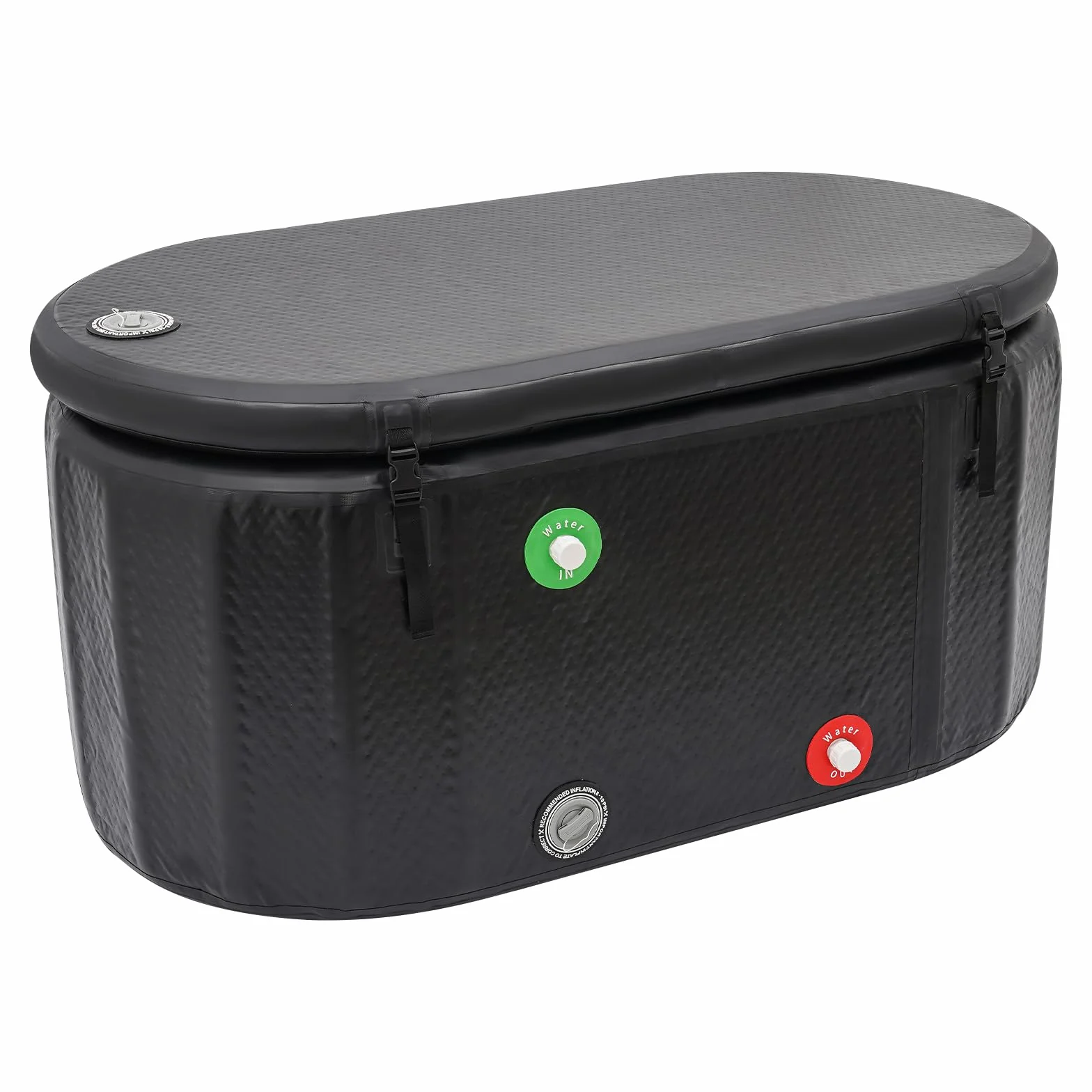Vasca da bagno con ghiaccio, ovale, vasca da bagno pieghevole per adulti con copertura, pompa gonfiabile, vasca da bagno mobile per interni ed esterni, per crioterapia (132 x 70 x 62 cm)