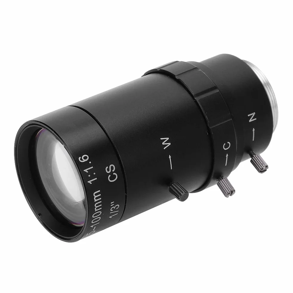 Obiettivo CCTV da 5-100 mm, obiettivo CCTV con zoom 1.3MP Attacco CS Apertura manuale Obiettivo HD in lega di alluminio per telecamera di sicurezza CCTV Bassa distorsione Alta compatibilità