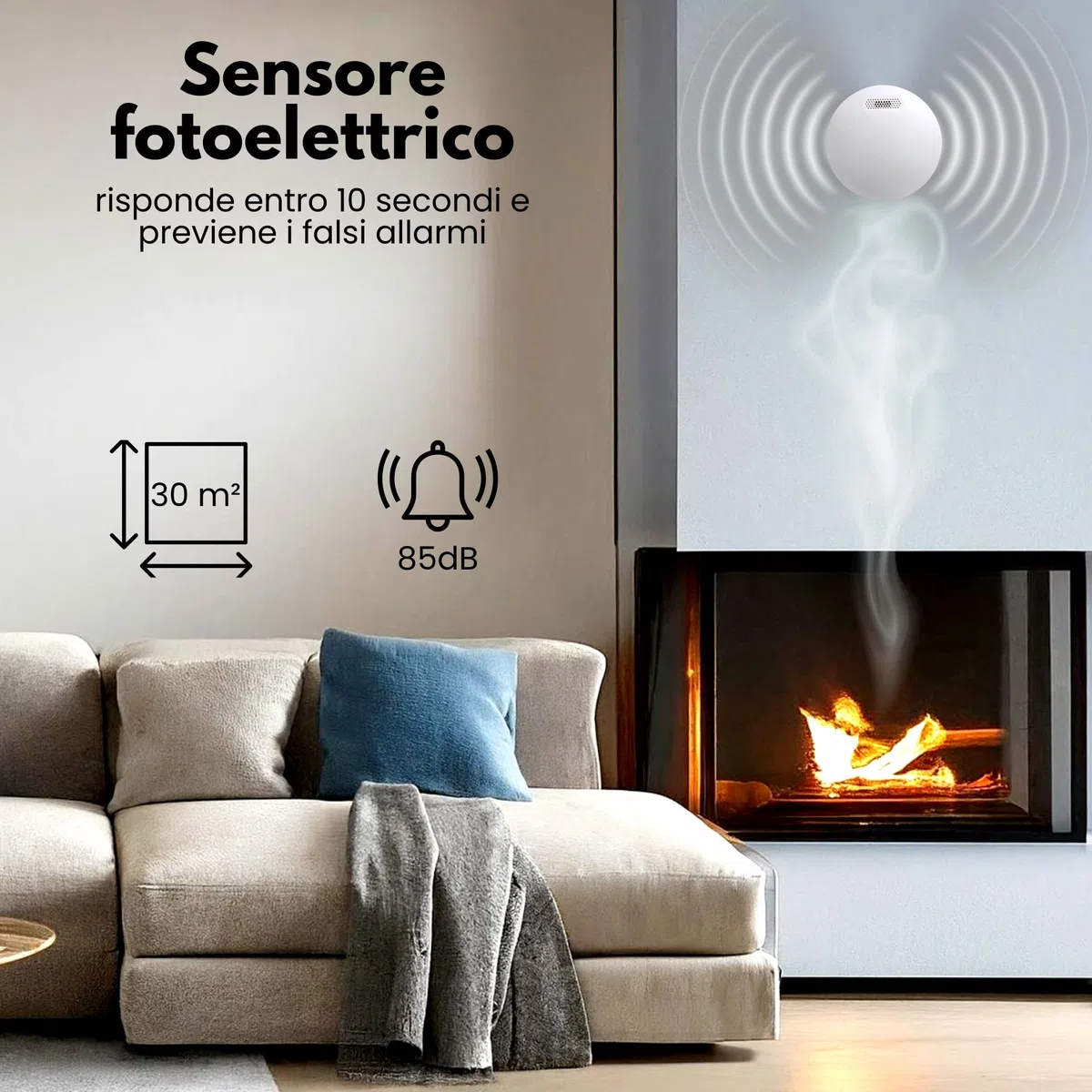 Aroha Smart Connect Rilevatore di Fumo WiFi - Batteria da 10 Anni, Sensore Fumo WiFi Con App Tuya & Smartlife - Allarme Anticendio - 2 pezzi