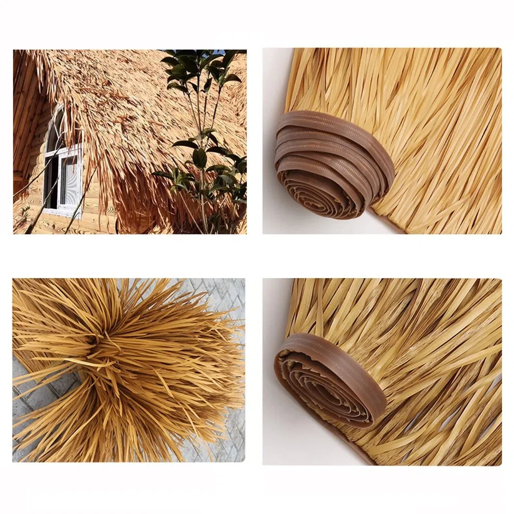 Rotoli di paglia di palma, copertura in paglia artificiale per capanne Tiki e ombrelloni da patio, materiale plastico PE resistente per decorazioni tropicali