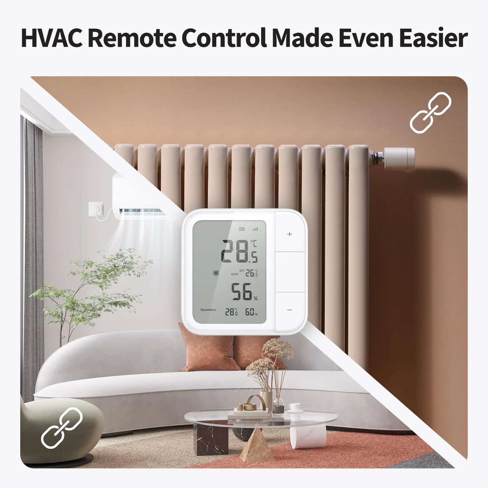Aqara Termostato Ambiente W100 Thread/Zigbee, Monitoraggio della Temperatura e dell'Umidità, Wireless, Controllo Remoto HVAC, 3 Pulsanti Personalizzabili, Funziona con HomeKit, Alexa, Google