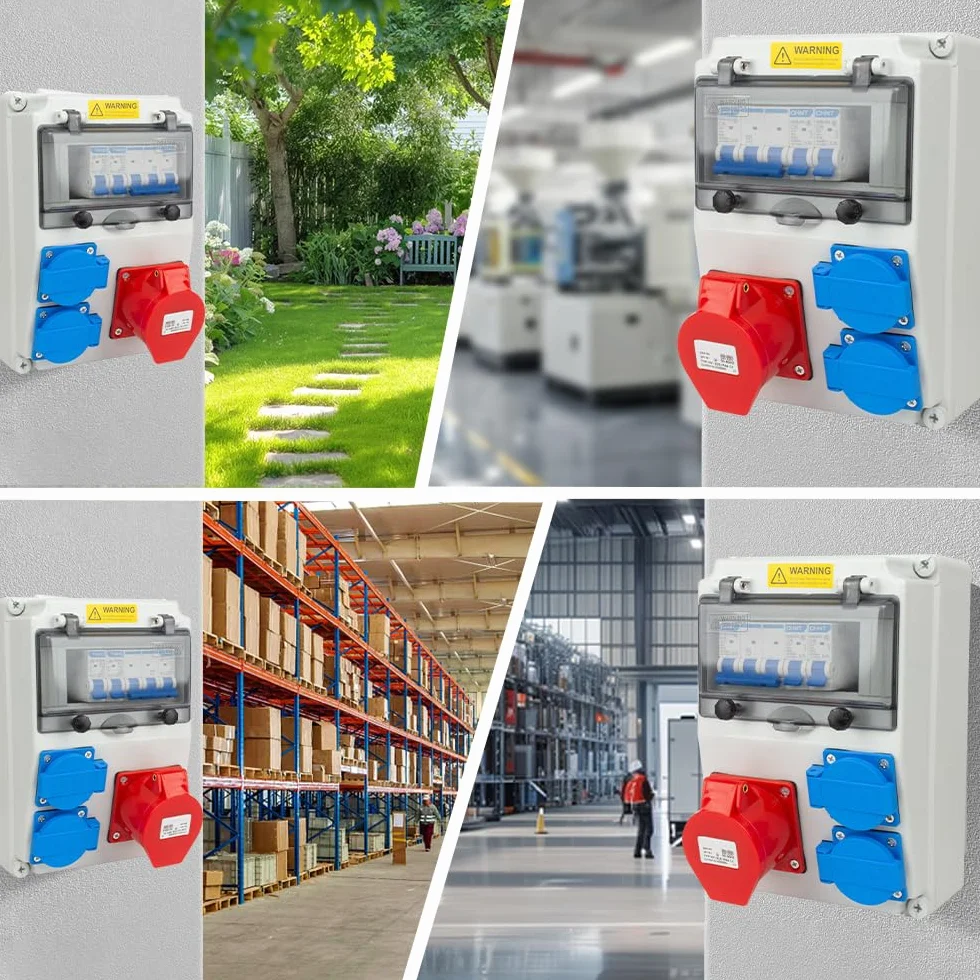 Distributore di Corrente 230 V, Copri Quadro Elettrico con Prese 2x230V e 1xCEE 16A Cablate, Quadro Elettrico da Cantiere IP44 con Interruttore Ls, Distributore Quadri Elettrici
