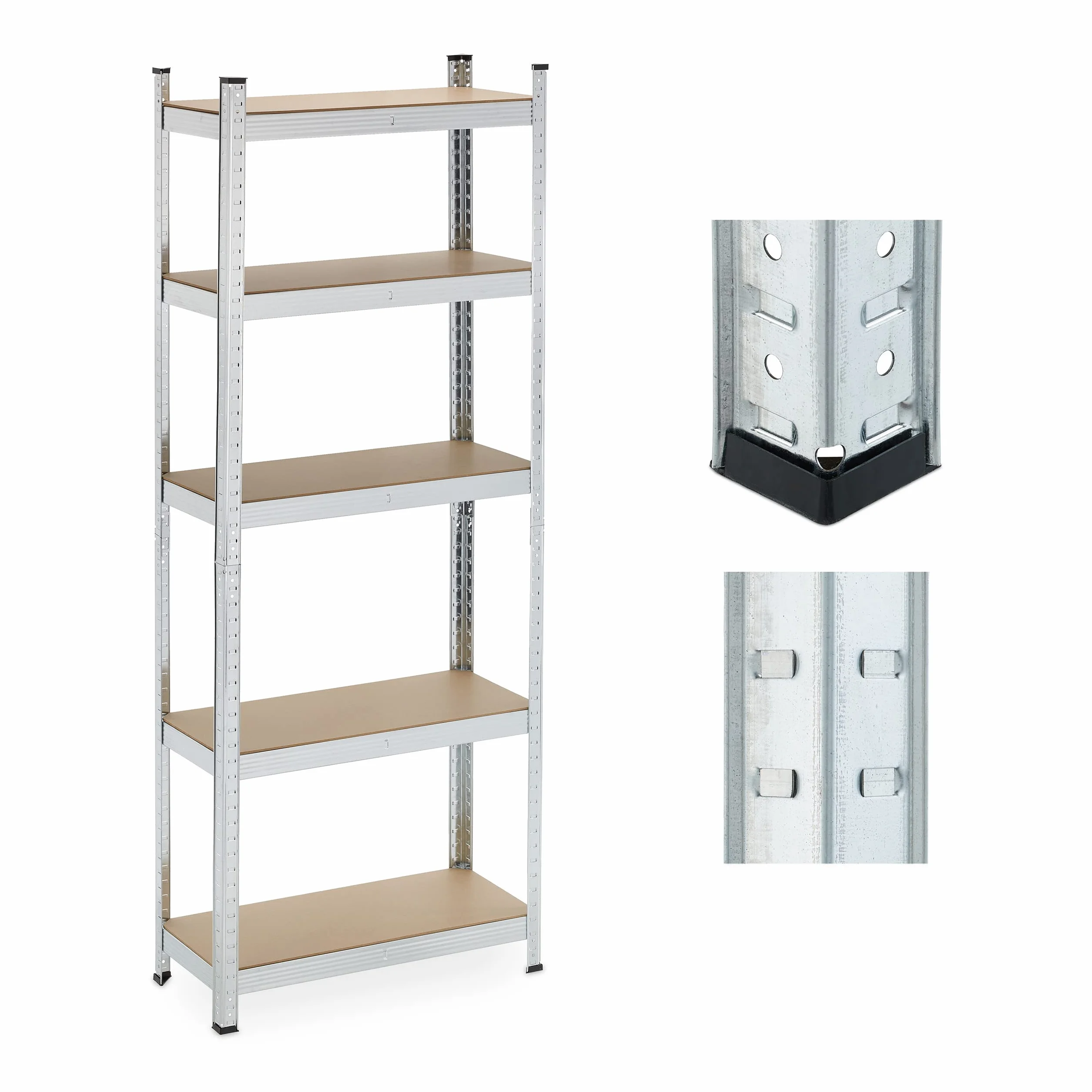 Relaxdays Scaffale in Acciaio, HLP 180 x 70x 30 cm, 5 Ripiani ad Alta Portata 500 kg, per Garage e Cantina, Argentato