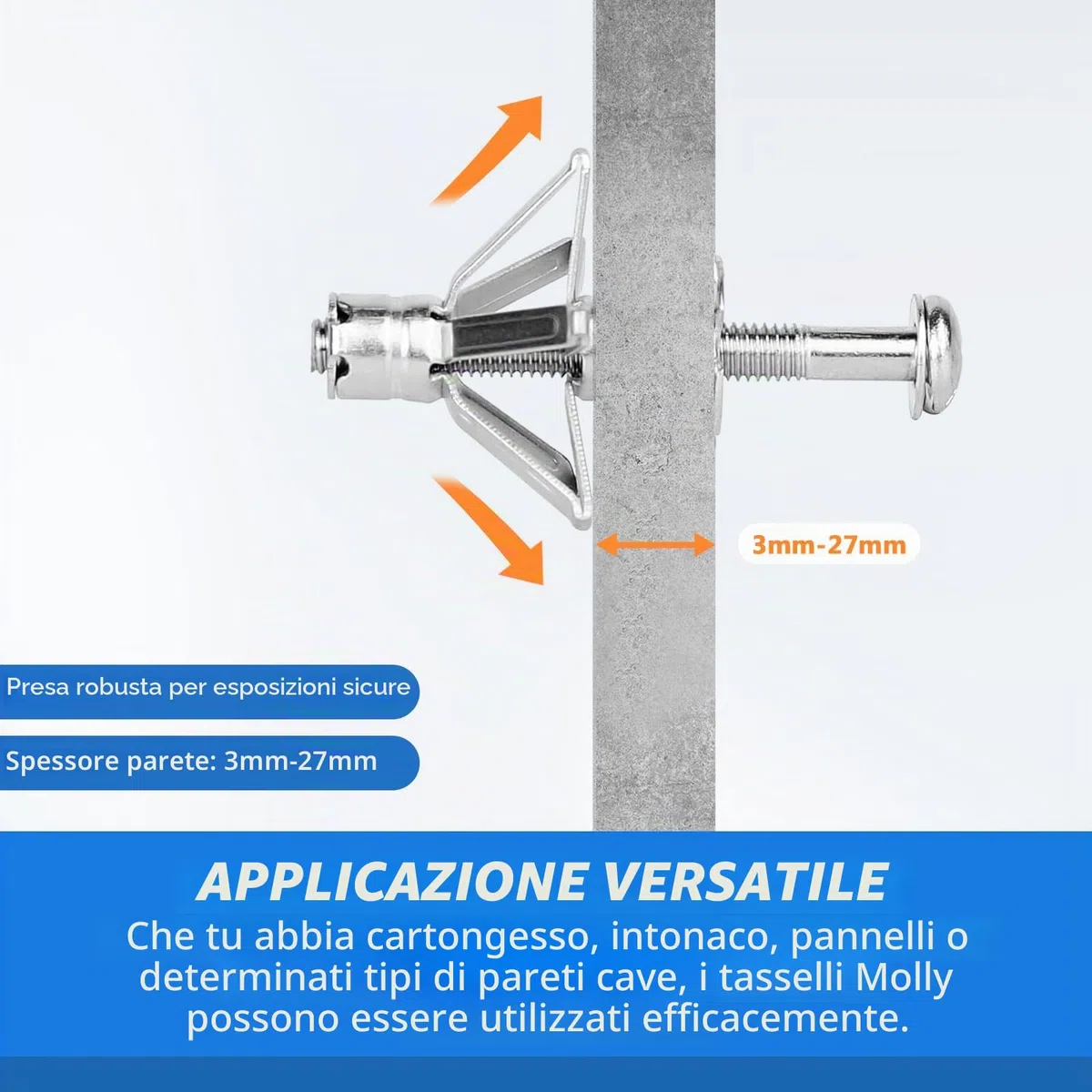 Pinza, Pistola Per Tasselli Metallici, Kit di pinza e 40 Tasselli Di Ancoraggio Resistenti Per Cartongesso Pareti Cave