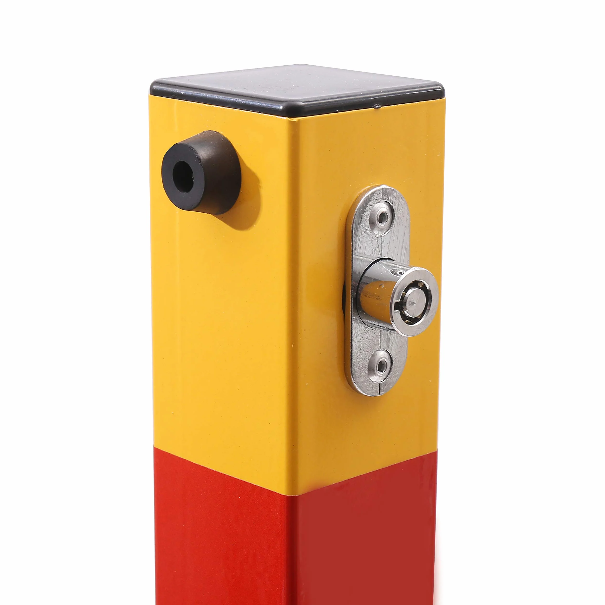 KATSU Barriera Parcheggio Auto Dissuasore Posta Pieghevole Palo di Barriera di Blocco del Parcheggio per Auto, Giallo e Rosso, Chiusura superiore, 70cm Altezza