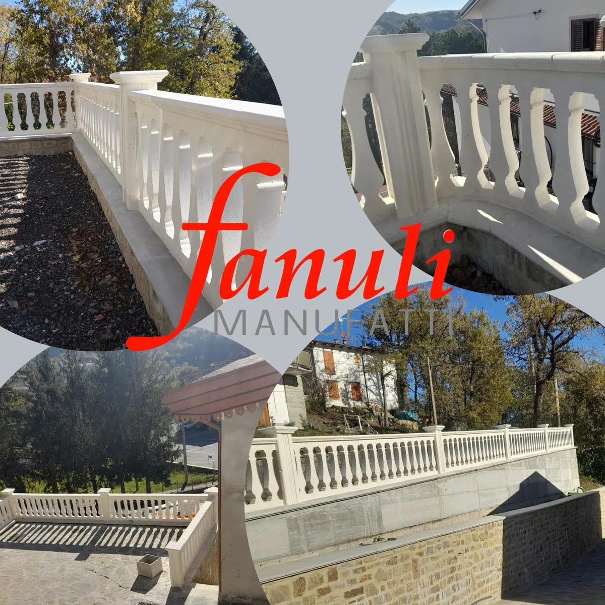 Fanuli Manufatti Ringhiera in Cemento per Esterni Modello Vecchia Leuca – Balaustra Componibile 25x25 per Recinzione Giardino, Balcone e Terrazzo – Ideale per Fai da Te e Ristrutturazioni (Bianco)
