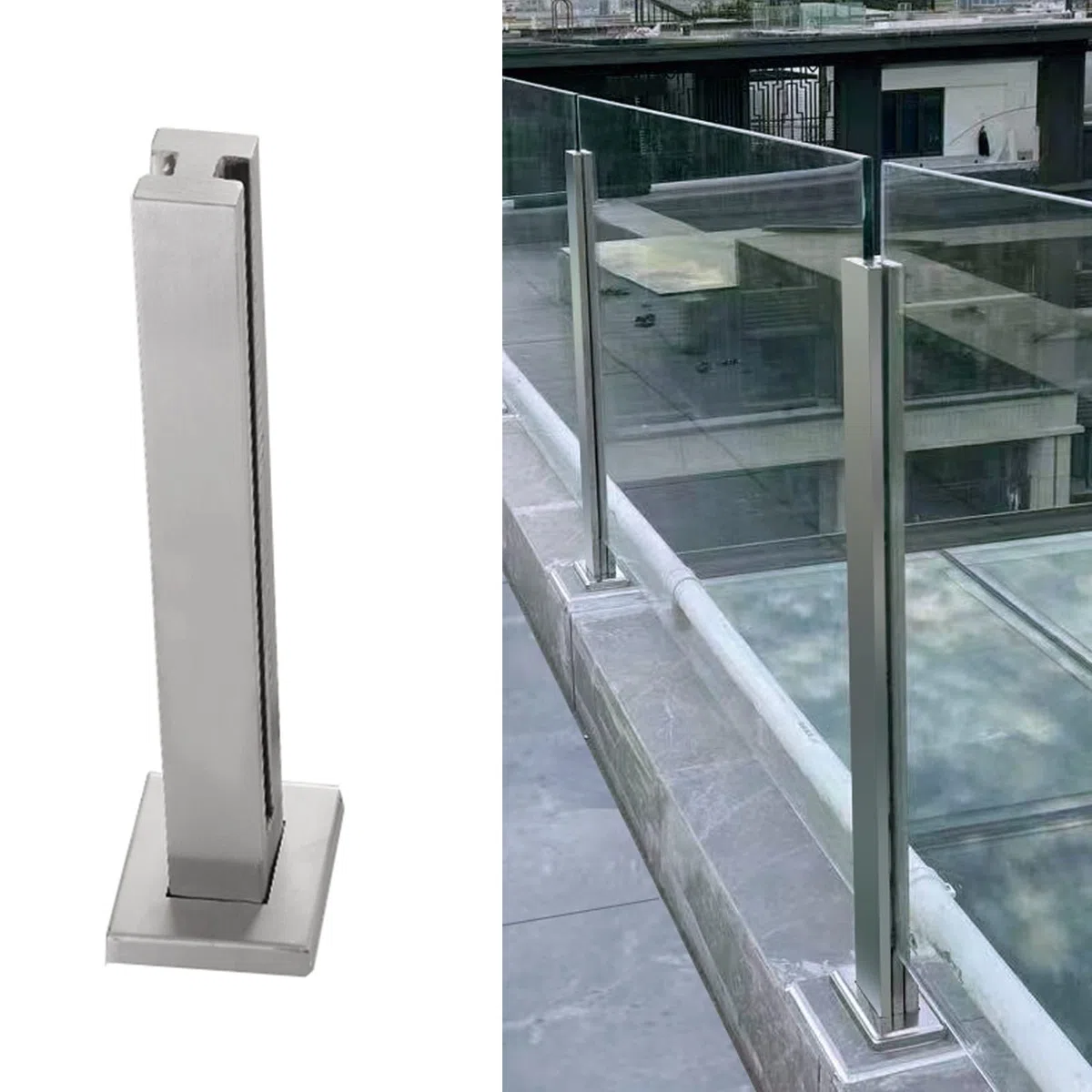 ZAQY Paletto per Ringhiera per Pannelli in Vetro/Plastica/Legno per Scale Interne Esterni in Argento 10/12 Mm, Palo per Balaustra, in Acciaio Inossidabile per Balcone/Scale