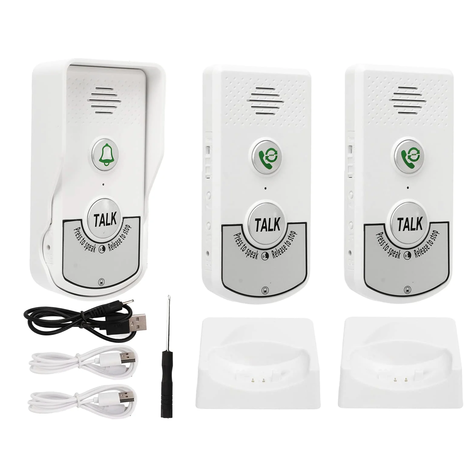 Campanello Wireless, Citofono, Set Campanello di Chiamata, Campanello D'ingresso, Impermeabile, Antipolvere, Wireless, Distanza Wireless 1000 M, 2 Ricevitori, 1 Trasmettitore