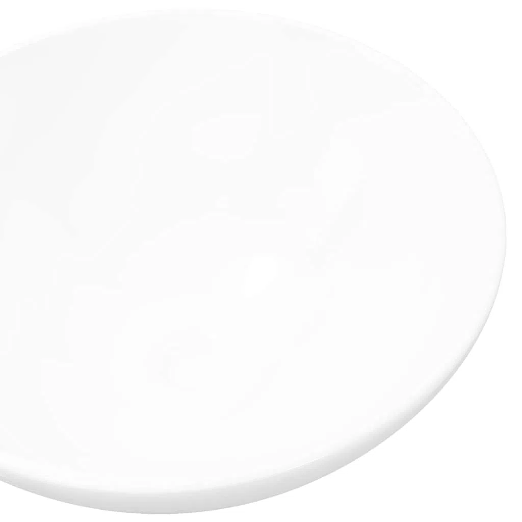 vidaXL Lavandino Appoggio da Bagno in Ceramica Bianca Rotondo Lavello Lavabo